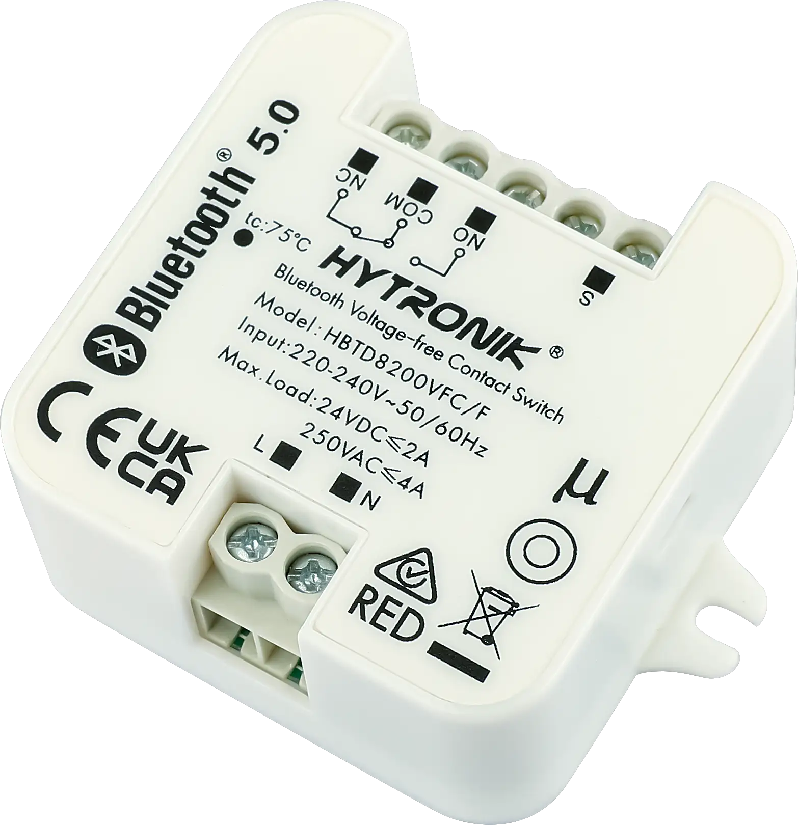 HBTD8200VFC/F Side view of HBTD8200VFC/F Bluetooth Switch  Voltage-free Contact  Screw Mounting