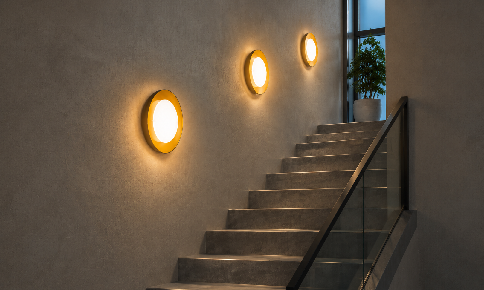 Round ceiling luminaire with a compact sensor head