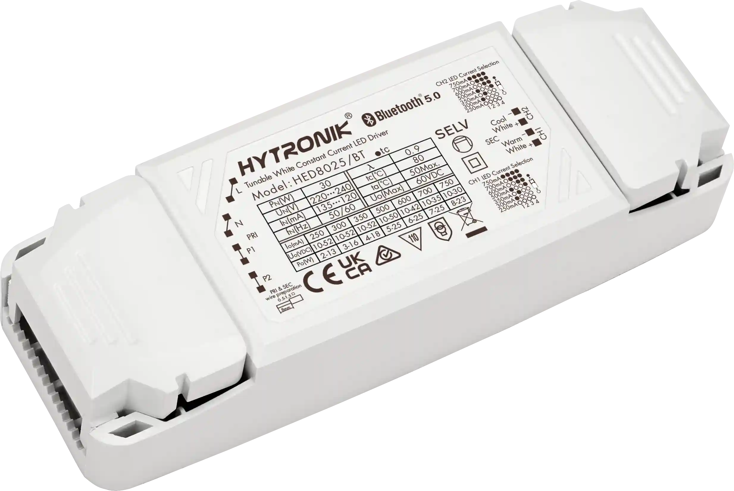 Side view of HED8025/BT Bluetooth LED Driver 25W  Tunable white  Stand-alone 