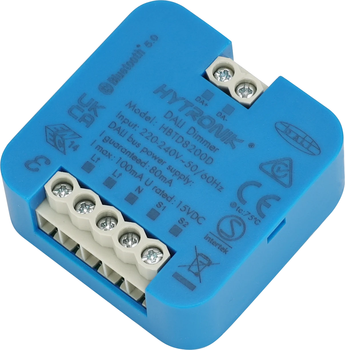 Side view of HBTD8200D DALI/Bluetooth Converter  Integrated 80mA PSU  Wall Junction Box