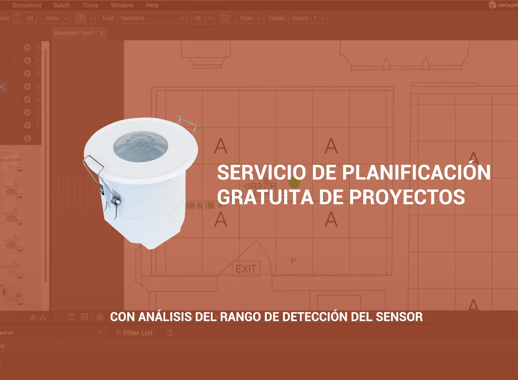 Planificación en la plataforma Bluebeam de un proyecto de control de iluminación