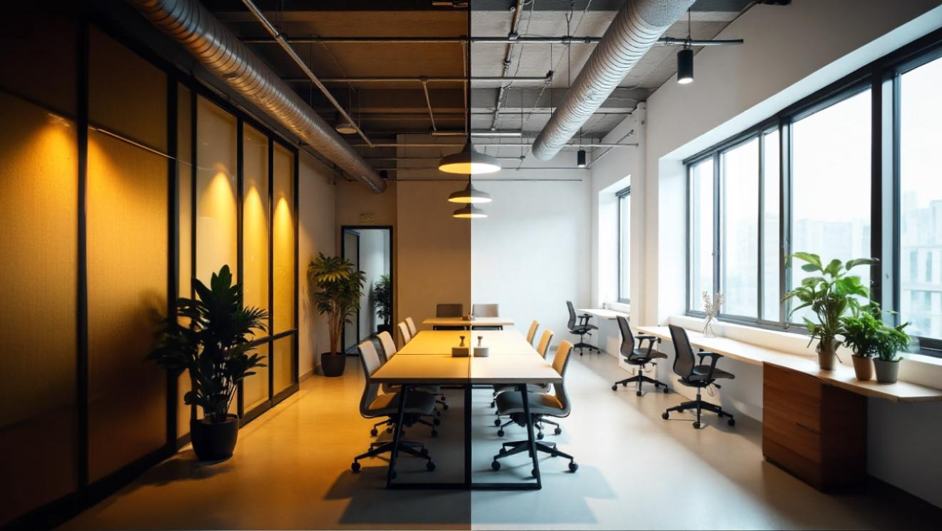 Office lighting with tunable color temperature for enhanced comfort