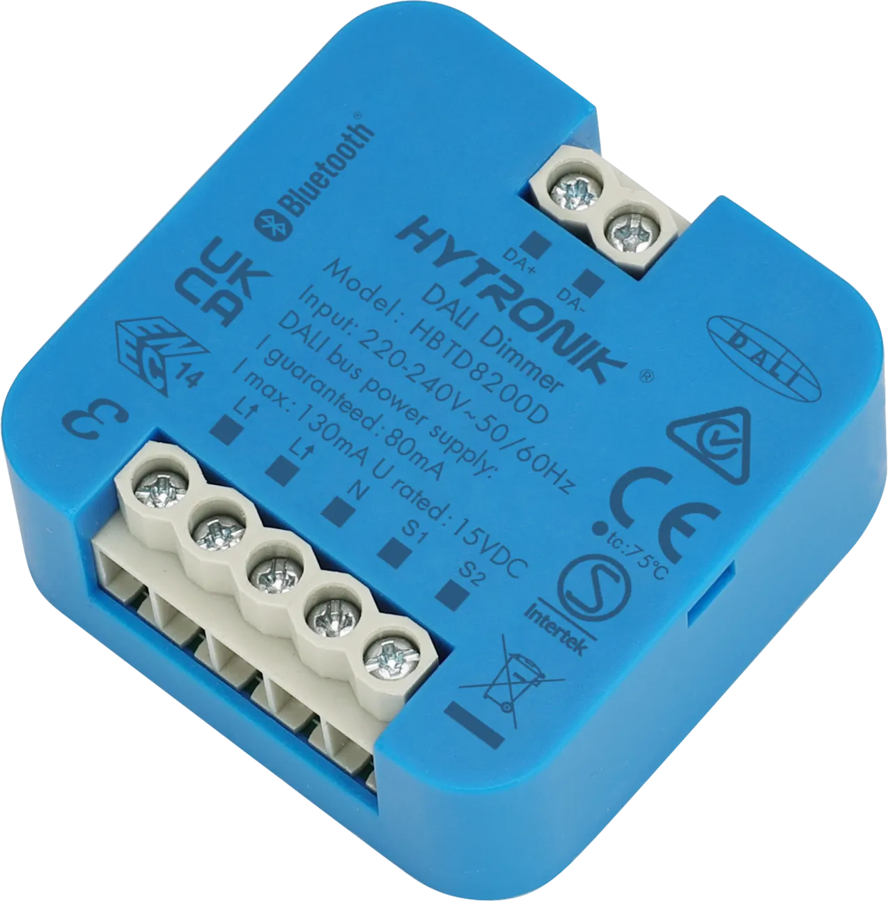 Side view of HBTD8200D DALI/Bluetooth Converter  Integrated 80mA PSU  Wall Junction Box