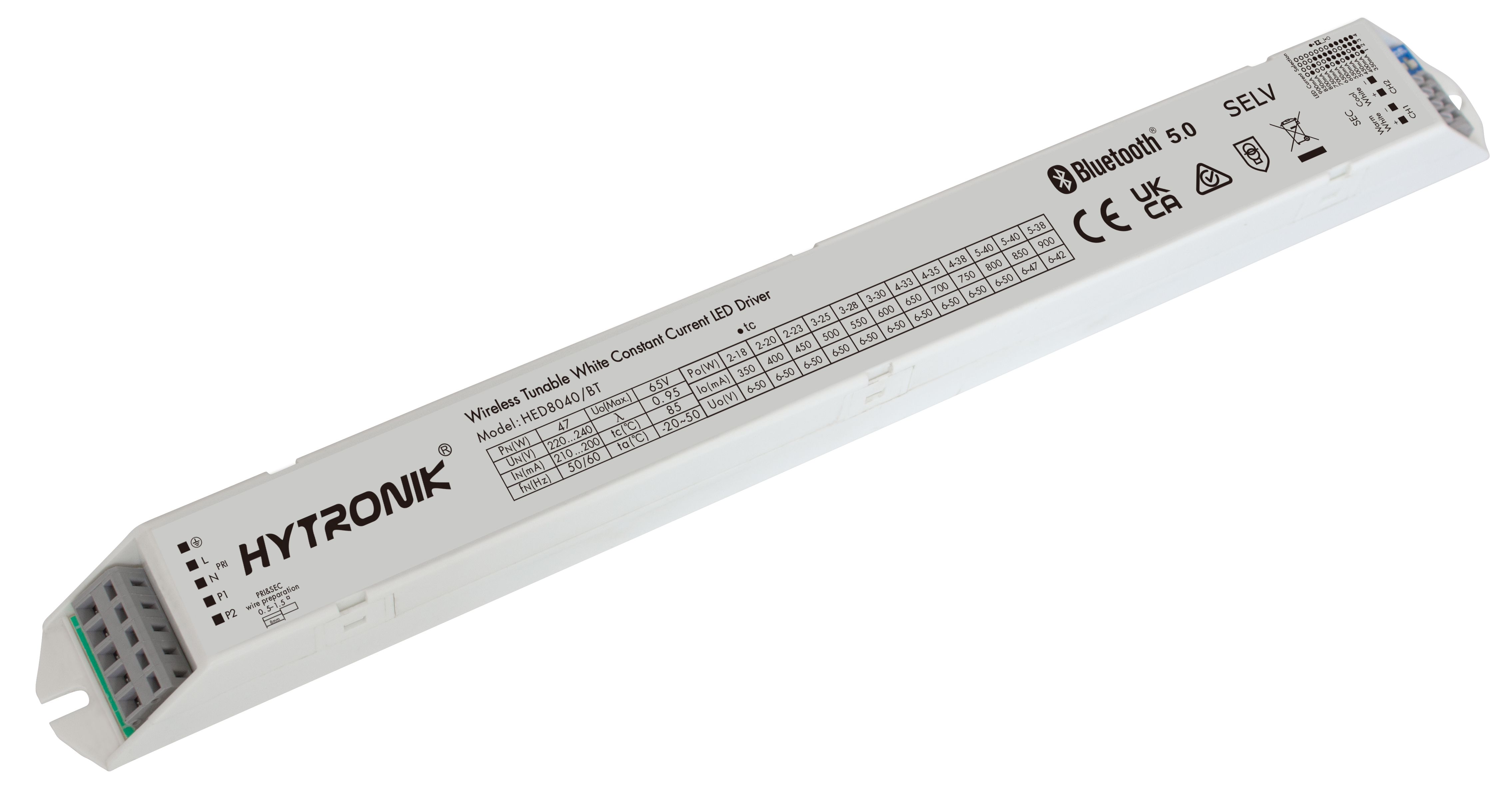 Side view of HED8040/BT Bluetooth LED Driver 25W  Tunable white  Stand-alone 