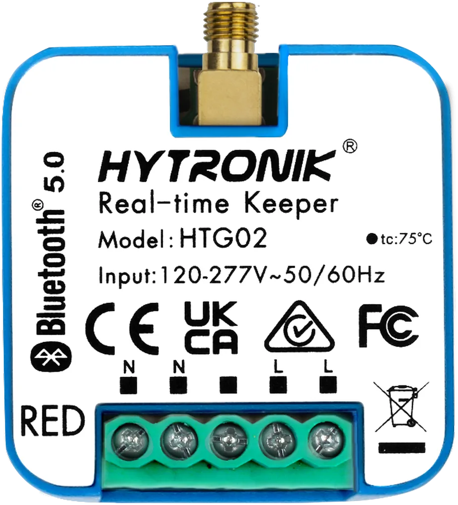 Top view of HTG02 Real-time keeper  Bluetooth repeater module  Antenna option