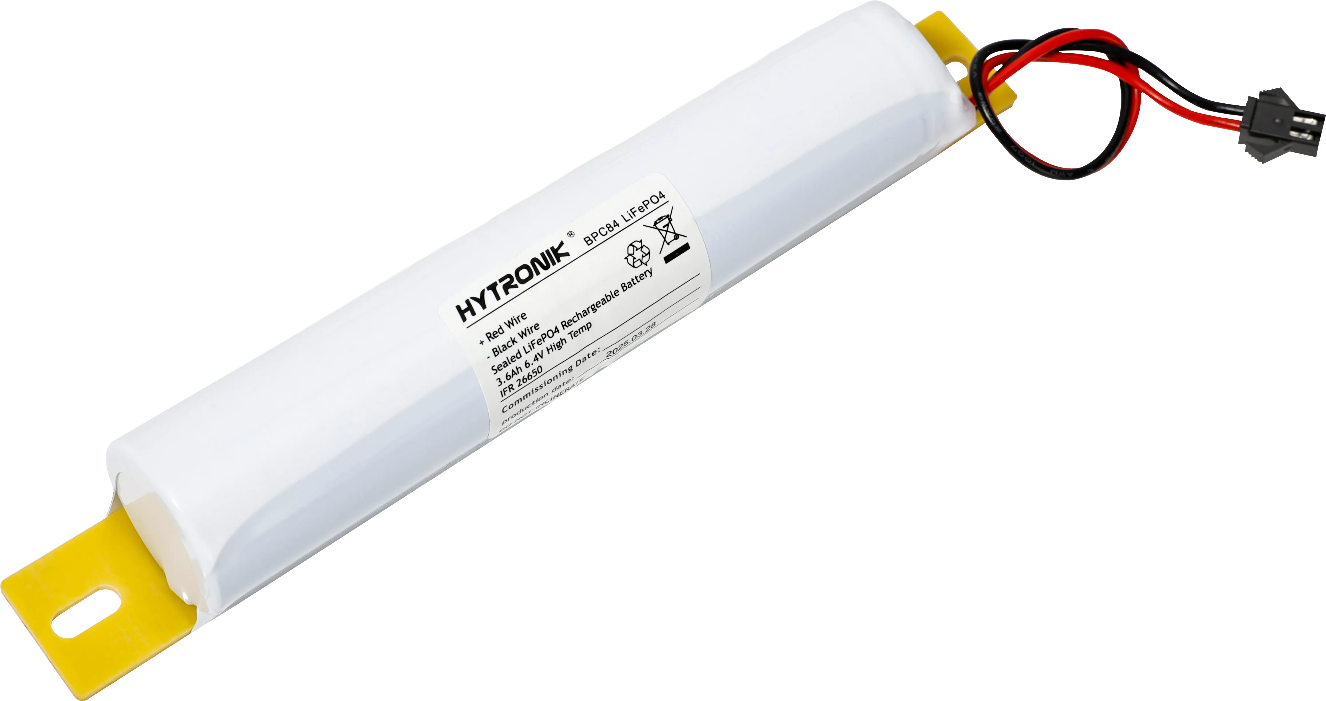 Side view of BPC84 Battery  LiFePO4 with 3.6Ah  6.4V 