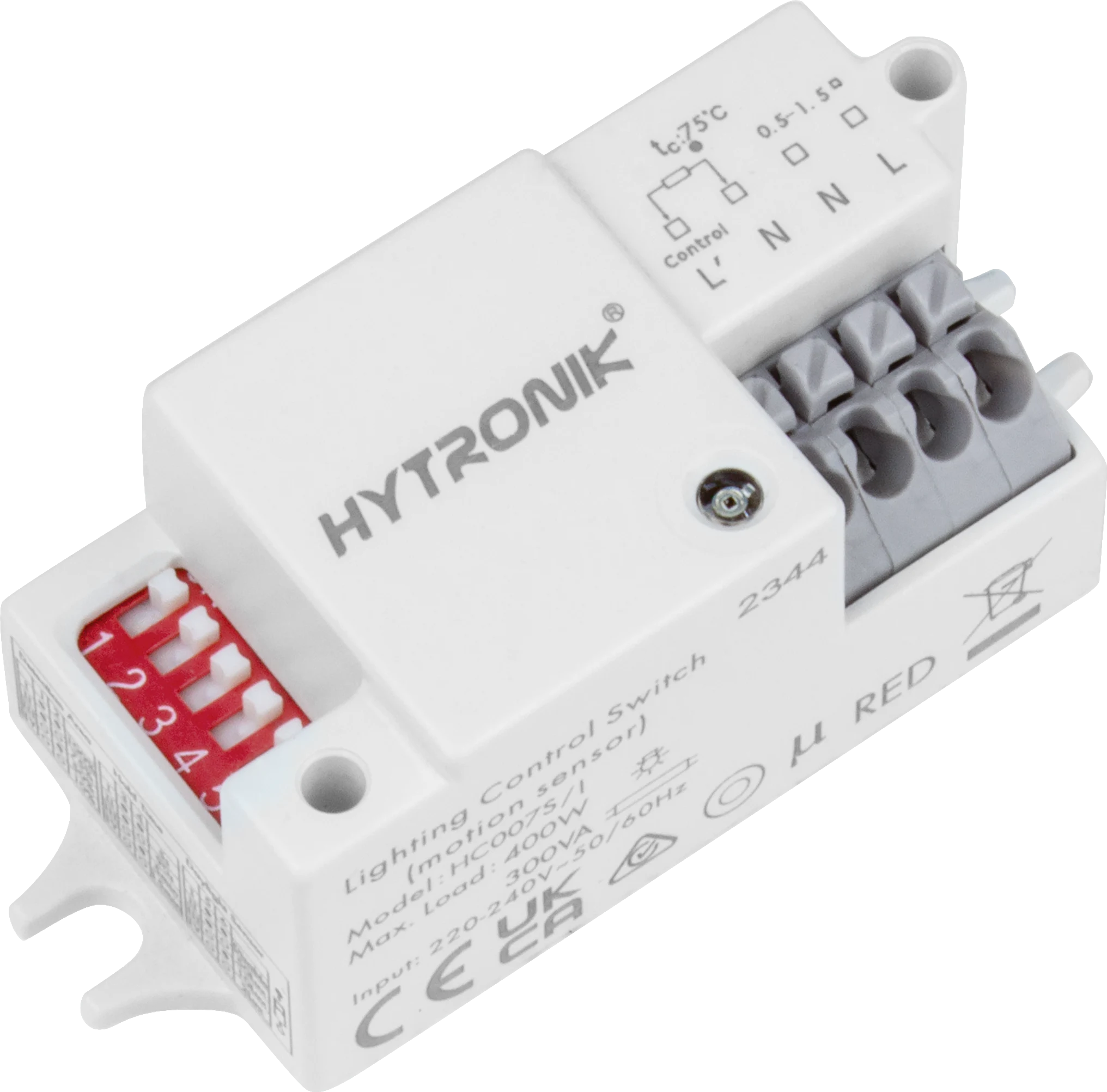 Side view of HC007S/I HF Lowbay  ON/OFF via Dip-Switch  Photocell Advance