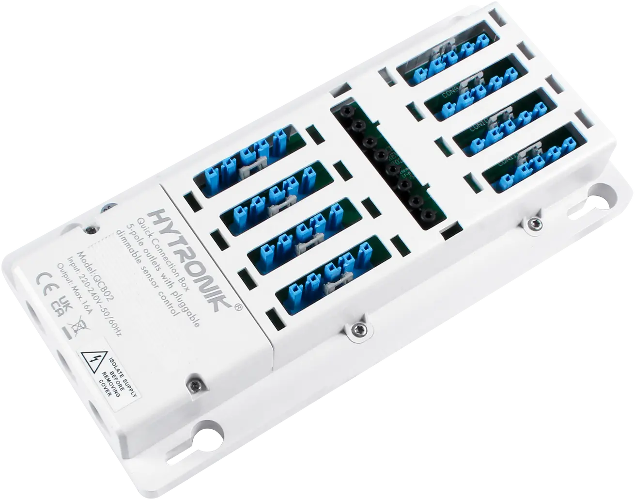 QCB02 Side view of QCB02 Quick Connection Box  DALI/DALI2  GST Types 5-poles x 8 lum. + 1 sensor