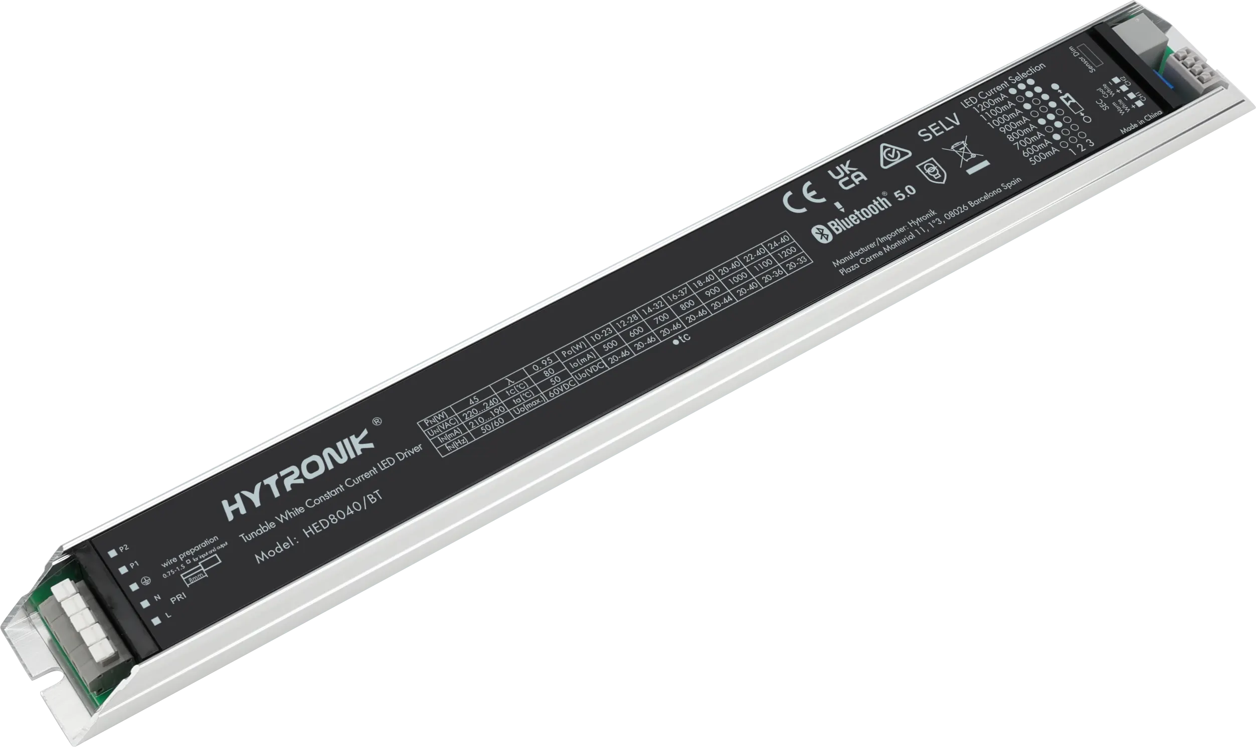 Side view of HED8040/BT Bluetooth LED Driver 25W  Tunable white  Stand-alone 