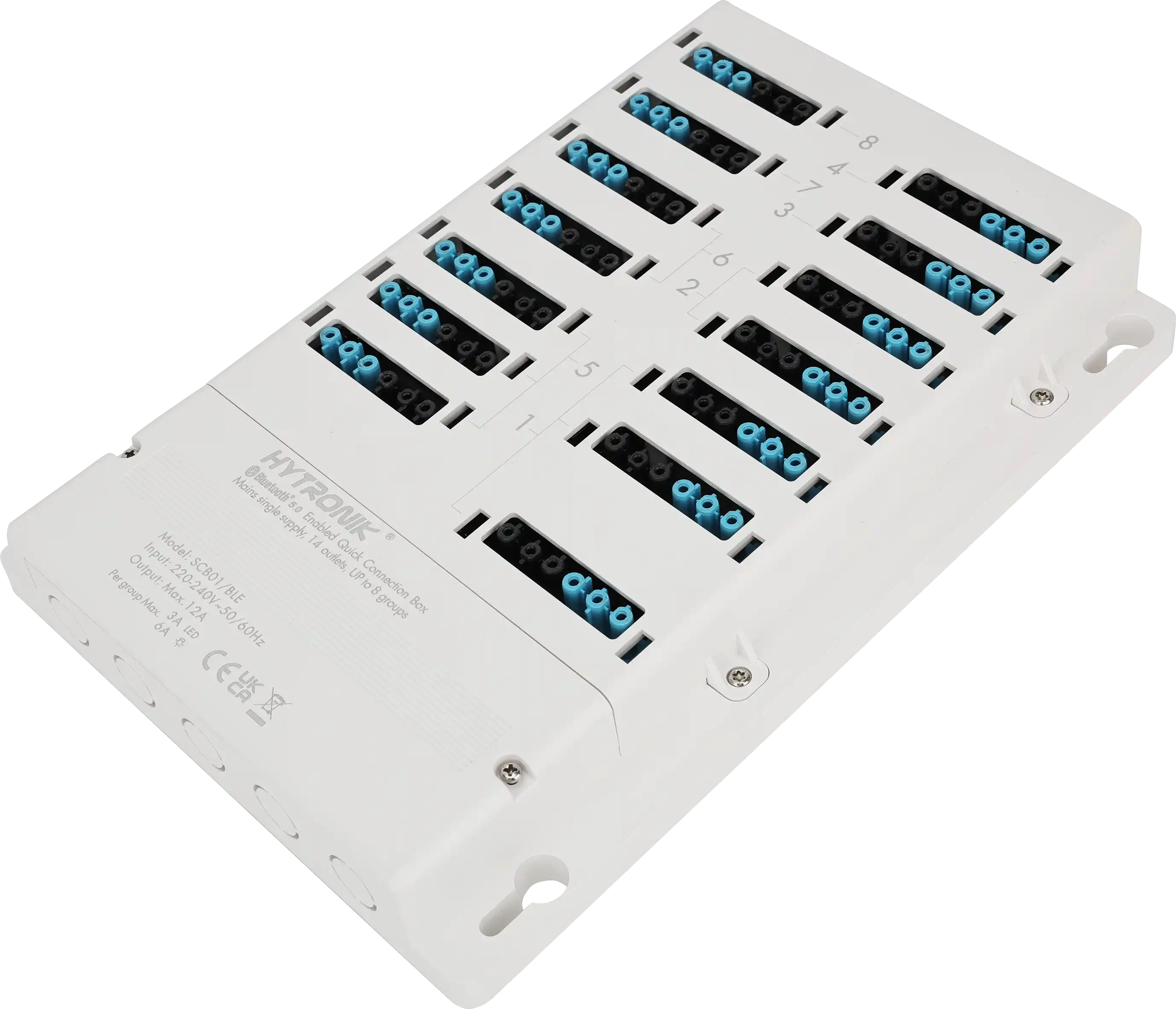 Side view of SCB01/BLE Super Connection Box  Dimming & Switching  GST Types 6-poles x 14 lum. + 4 sensor