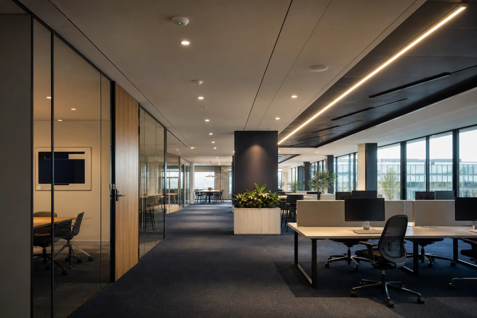 Professional lighting control in a contemporary office