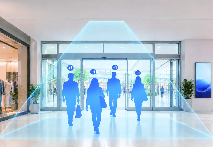 People-counting sensor identifying occupants as room-level data