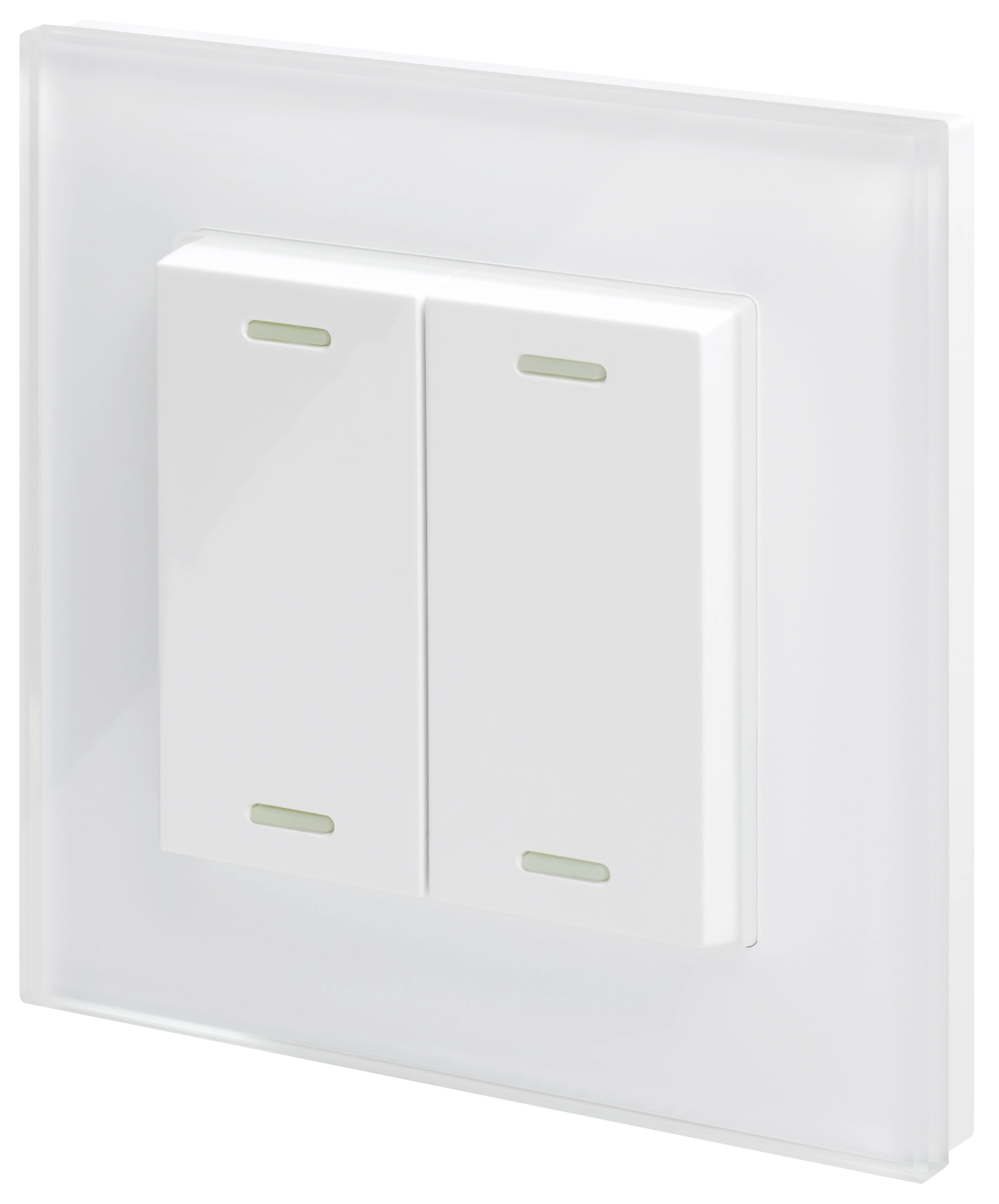 Side view of HBES01/W Wireless Bluetooth switch  2 push or 4 push  White color