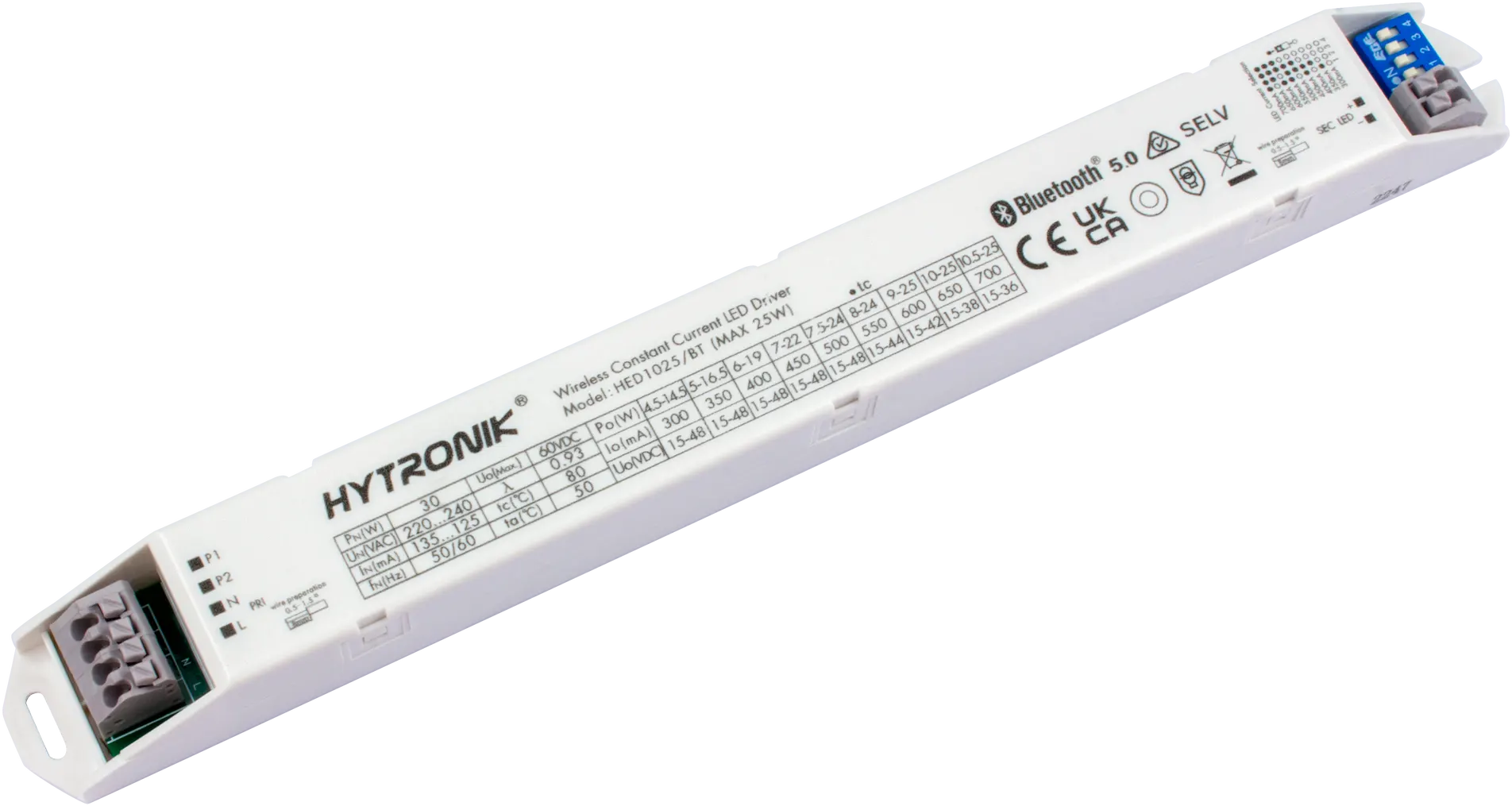 Side view of HED1025/BT Bluetooth LED Driver 25W  Dimmable  Built-in version