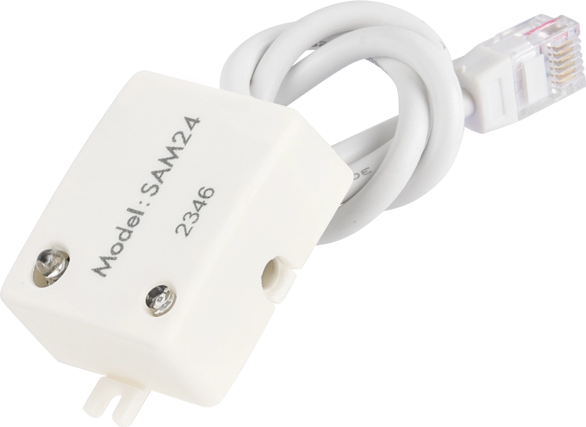 SAM24 Side view of SAM24 HF Lowbay  Daylight harvest  RJ12 connector to control body