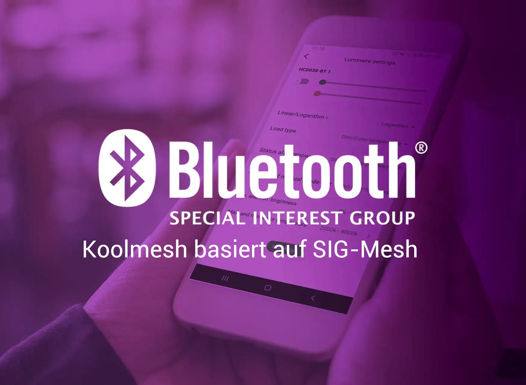 Image with Bluetooth technology logo for lighting control apps