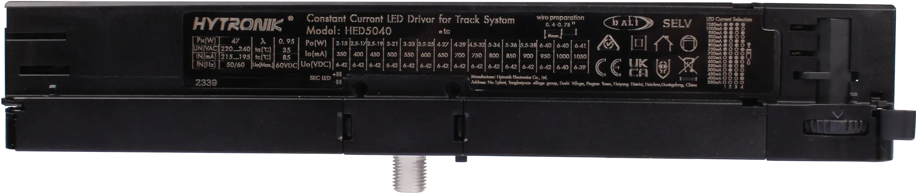 Front view of HED5040 DT6 LED Driver 40W Tunable White  6 Wires 3 Circuits  Track System Stucci