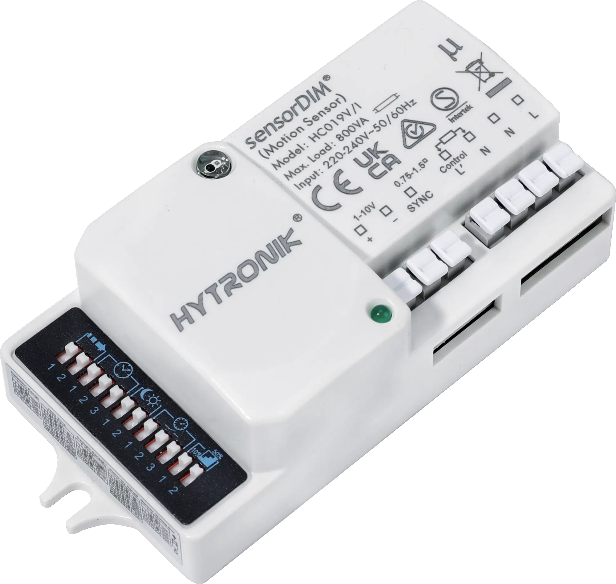 Side view of HC019V/I HF Lowbay  Photocell Advance  Dip-Switch 