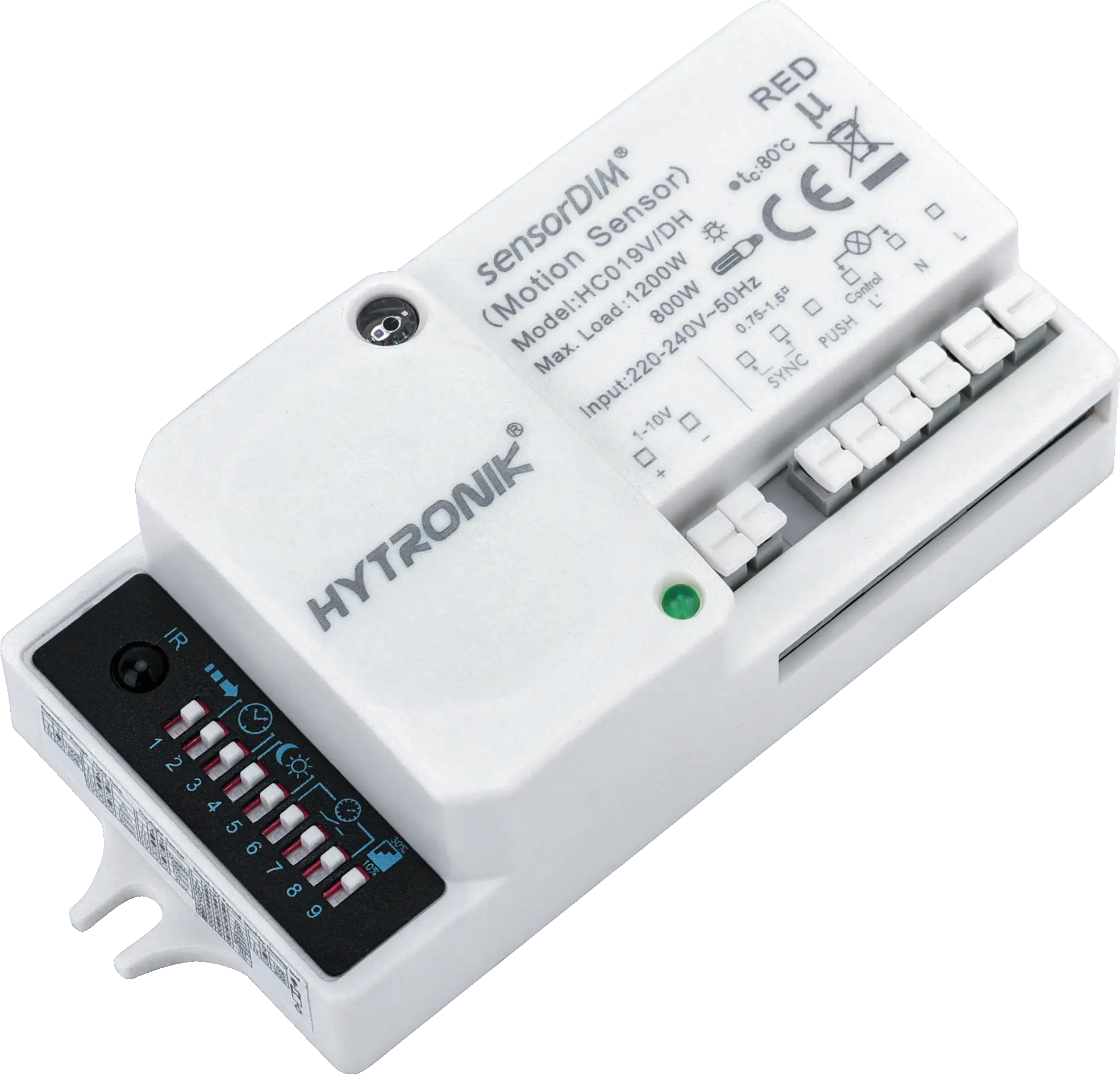 Side view of HC019V/DH HF Lowbay  Photocell Advance  Dip-Switch/IR Controller