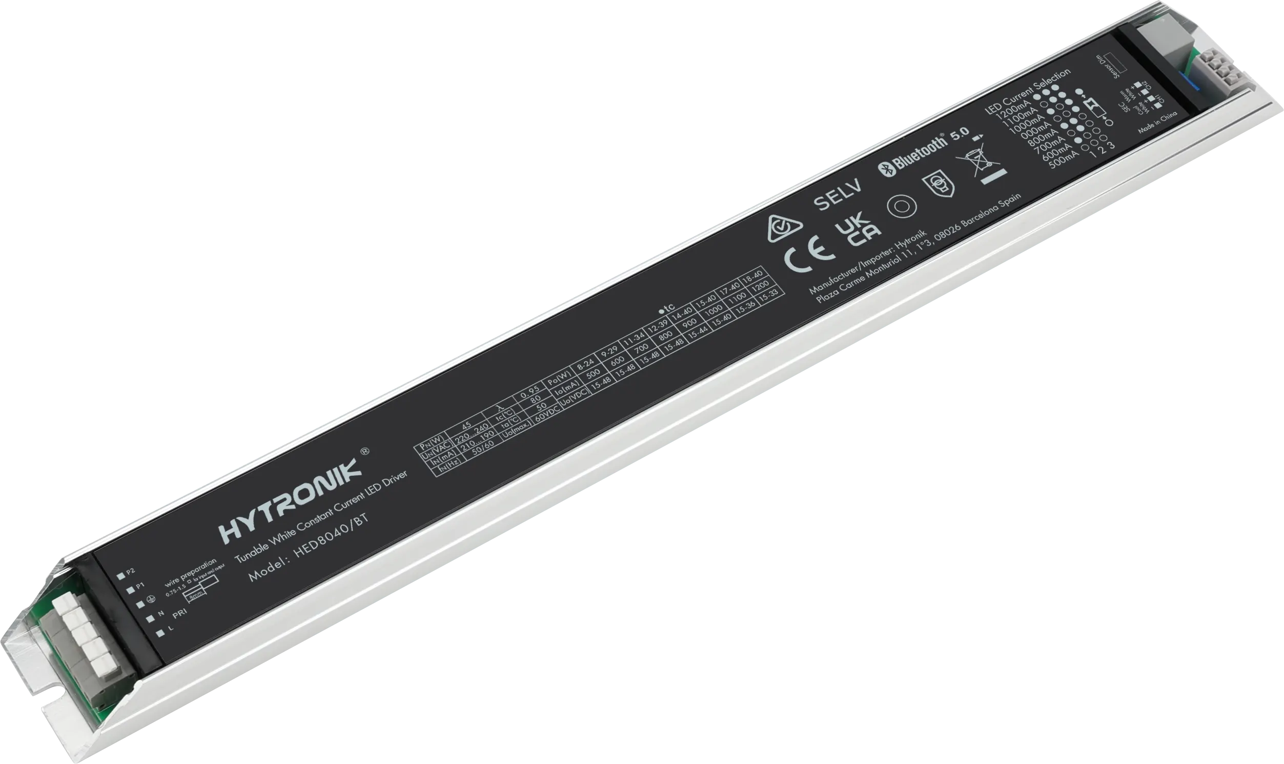 Side view of HED8040/BT Bluetooth LED Driver 25W  Tunable white  Stand-alone 