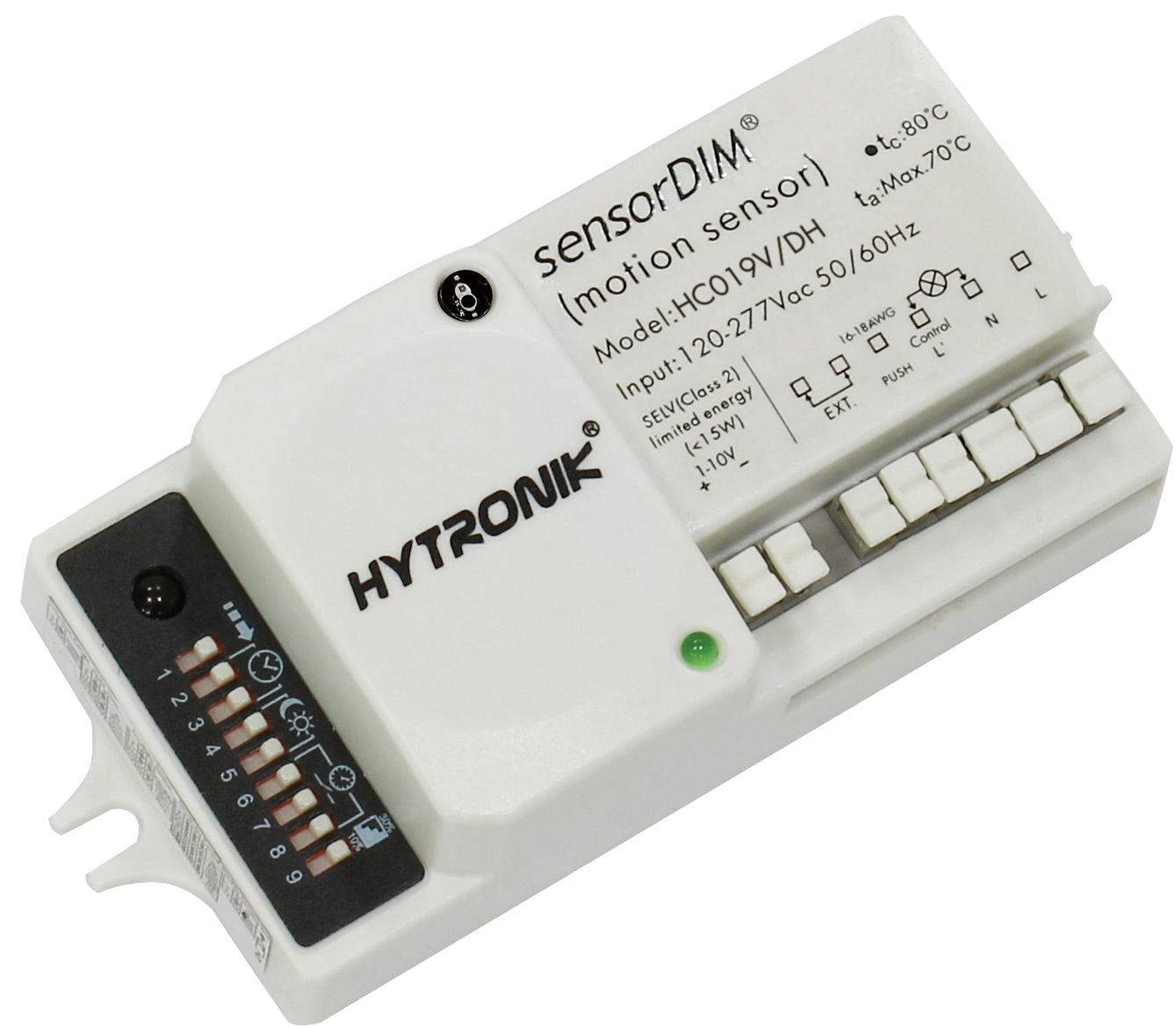 Side view of HC419VRC HF Lowbay  Tri-level & 1-10V  Setting via Dip-Switch/IR controller