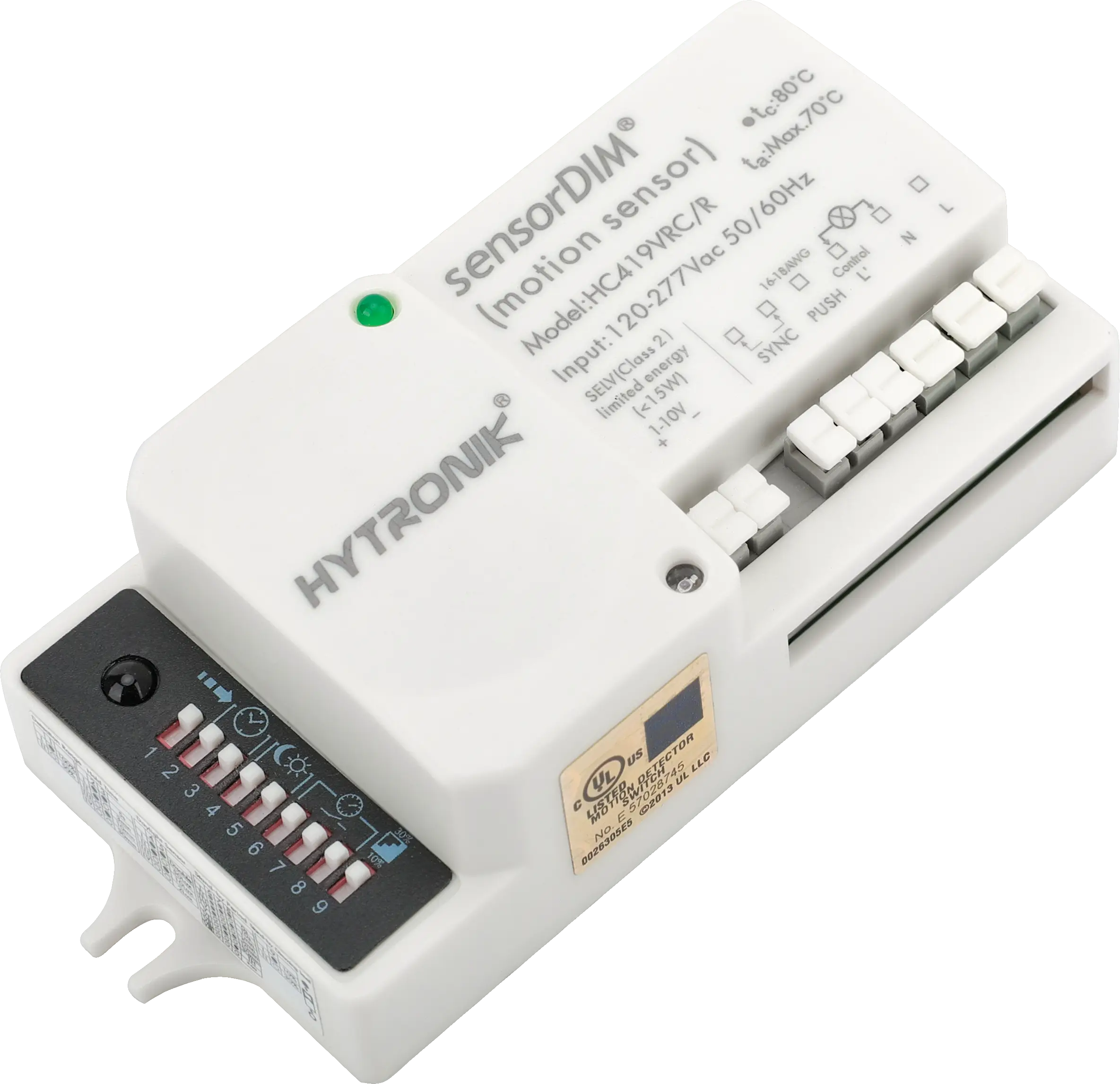 Side view of HC419VRC/R HF Highdbay  Photocell Advance  Setting via Dip-Switch/IR controller