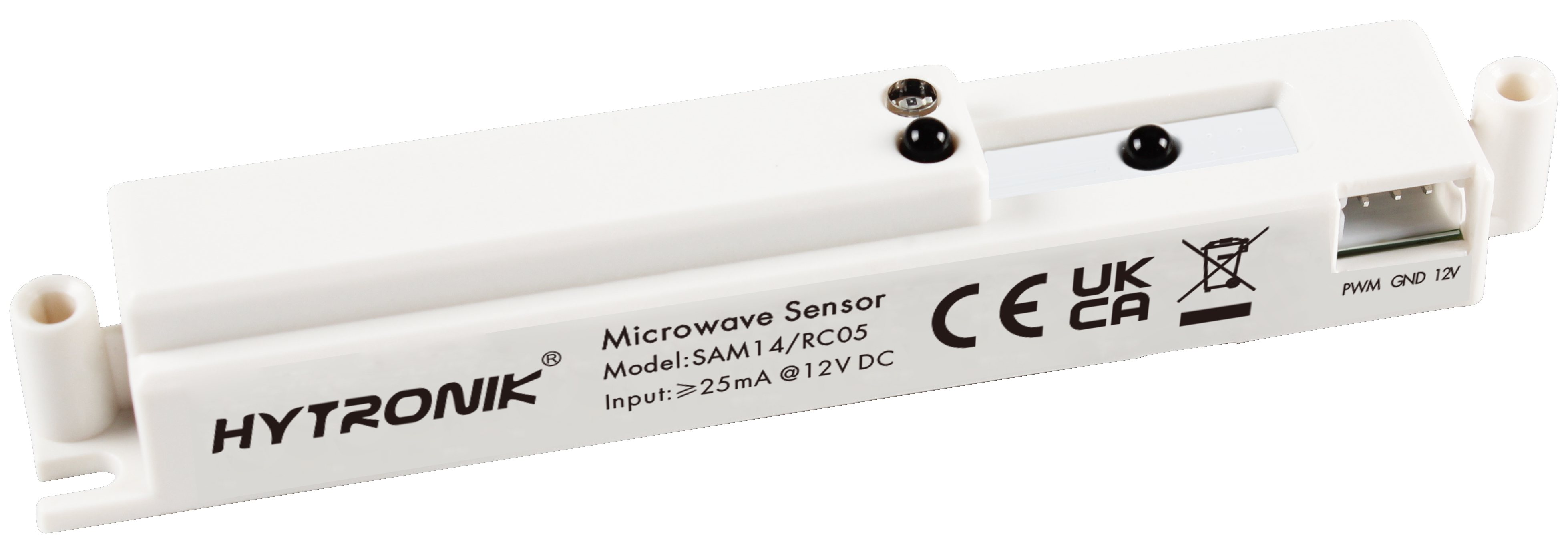 Side view of SAM14/RC05 HF Lowdbay VDC  Tri-level dimming/0-10V   RJ12 connector to control body