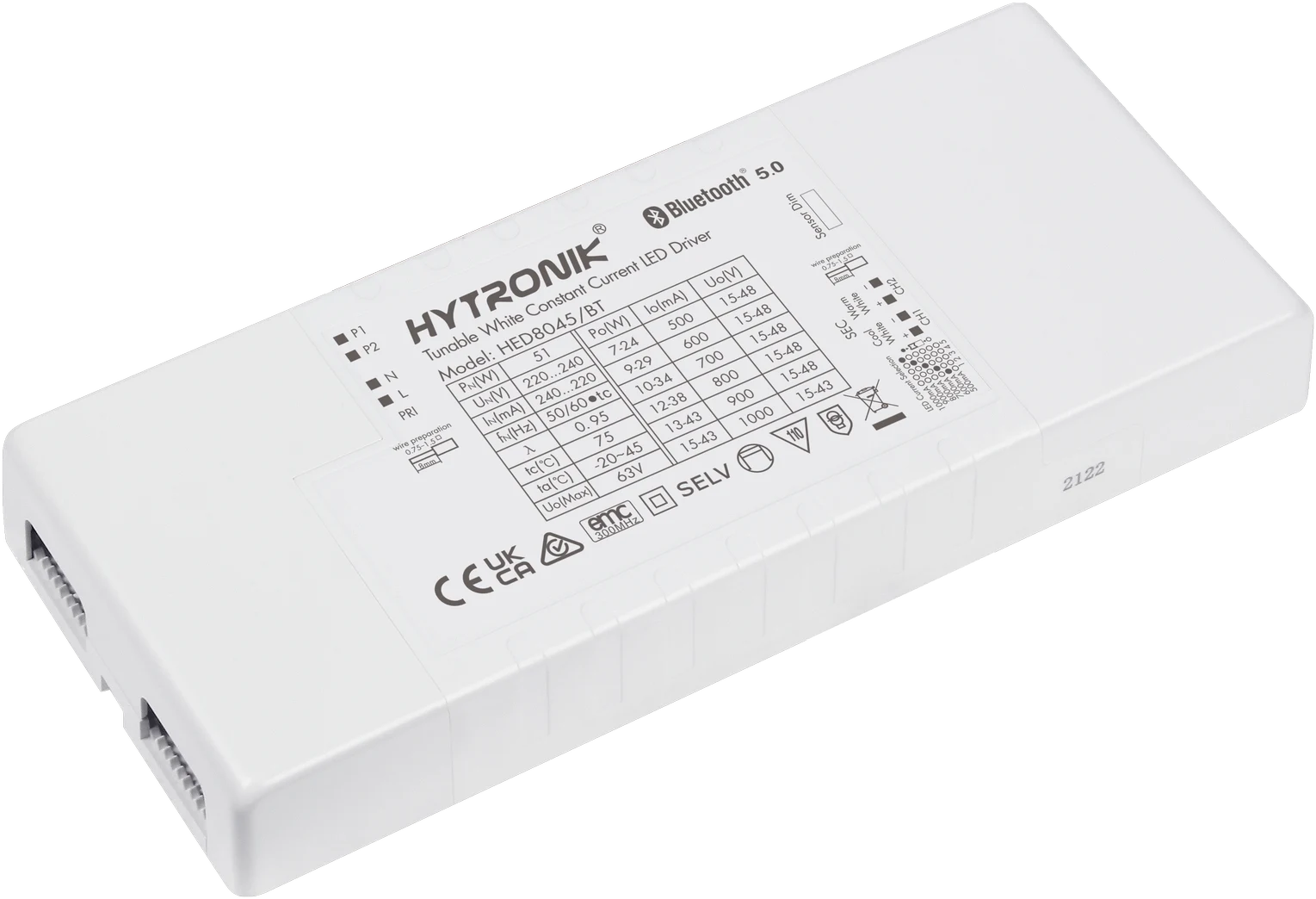 Side view of HED8045/BT Tunable white  Plugable Sensor heads 