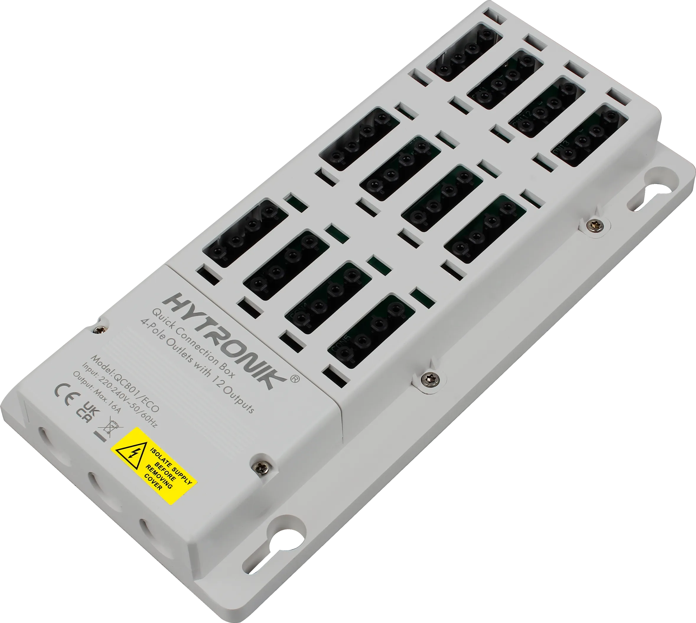 Side view of QCB01/ECO Quick Connection Box  ON/OFF  GST Types 4-poles x 12 lum.