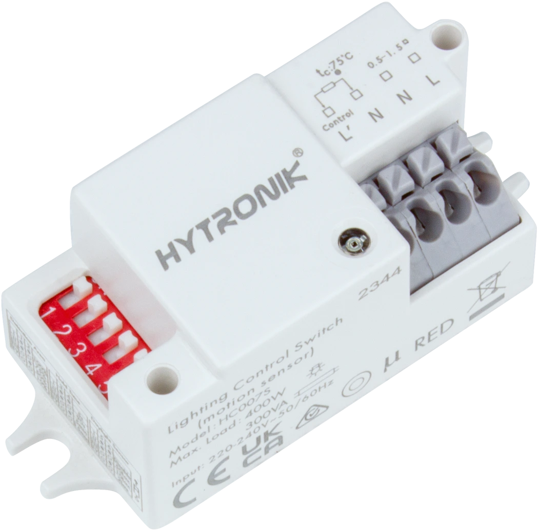 Side view of HC007S/I HF Lowbay  ON/OFF via Dip-Switch  Photocell Advance