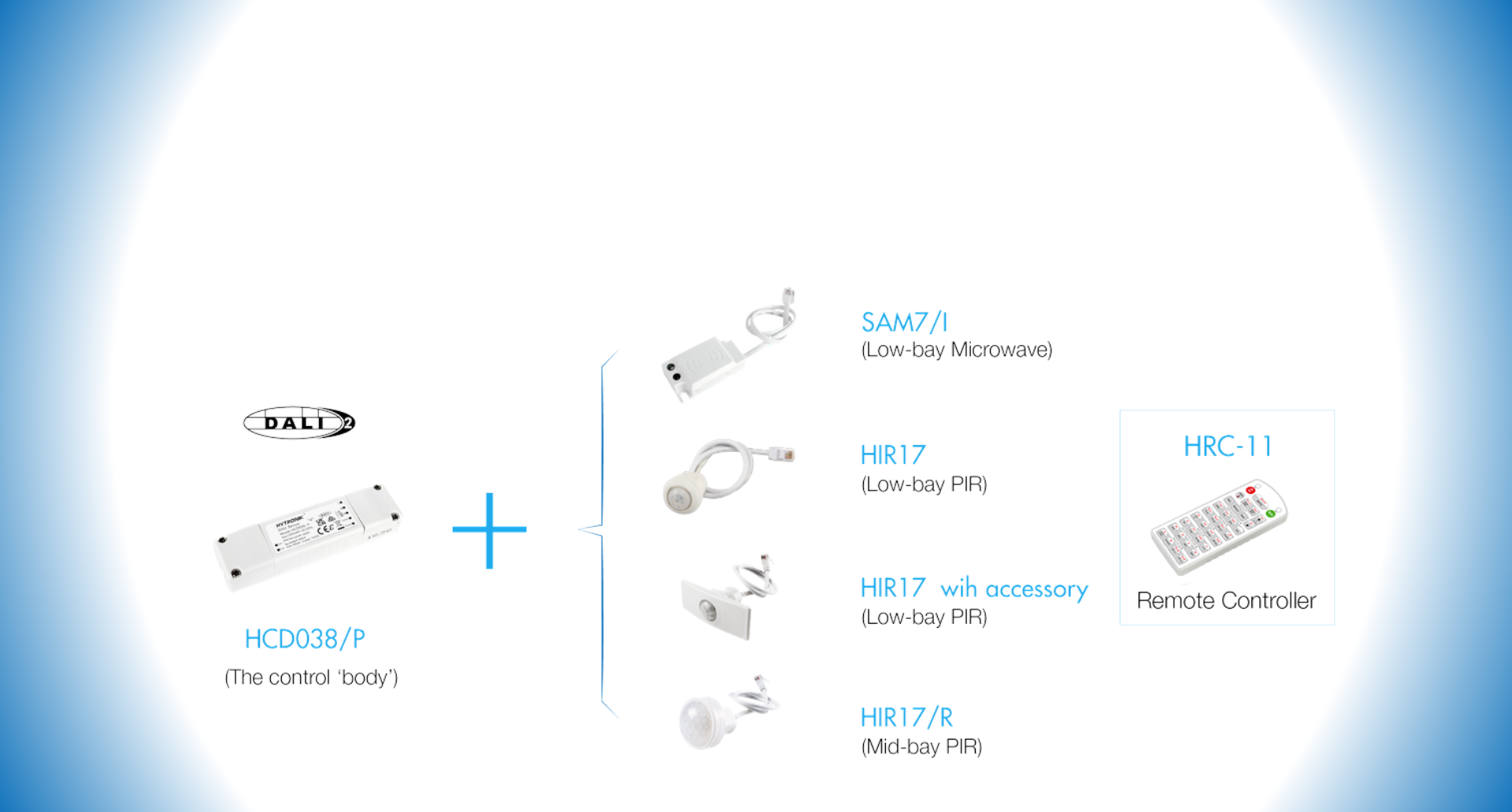 DALI control bases for sensor heads