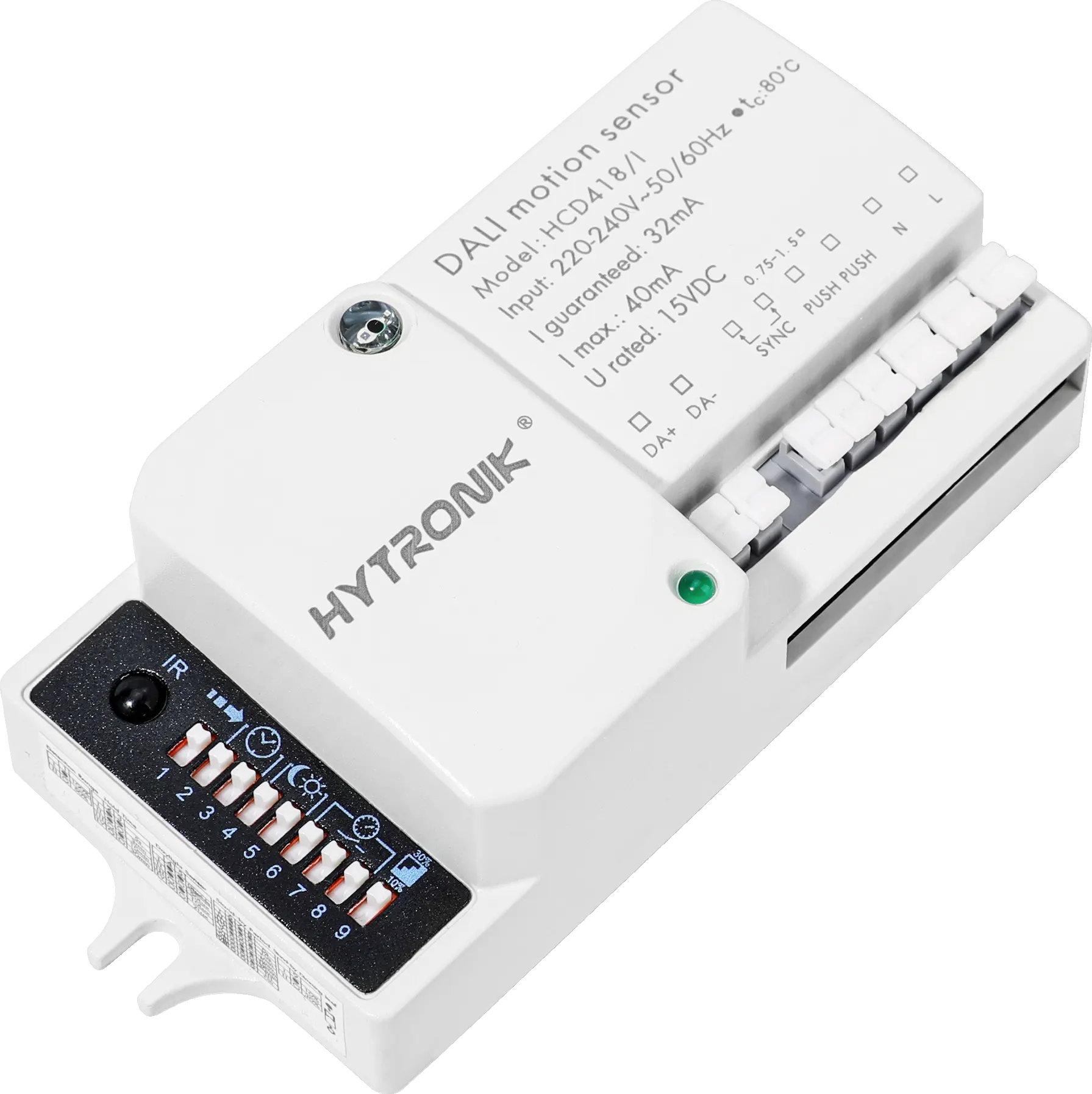 Side view of HCD418/I DALI HF Lowbay  Photocell Advance  Dip-Switch