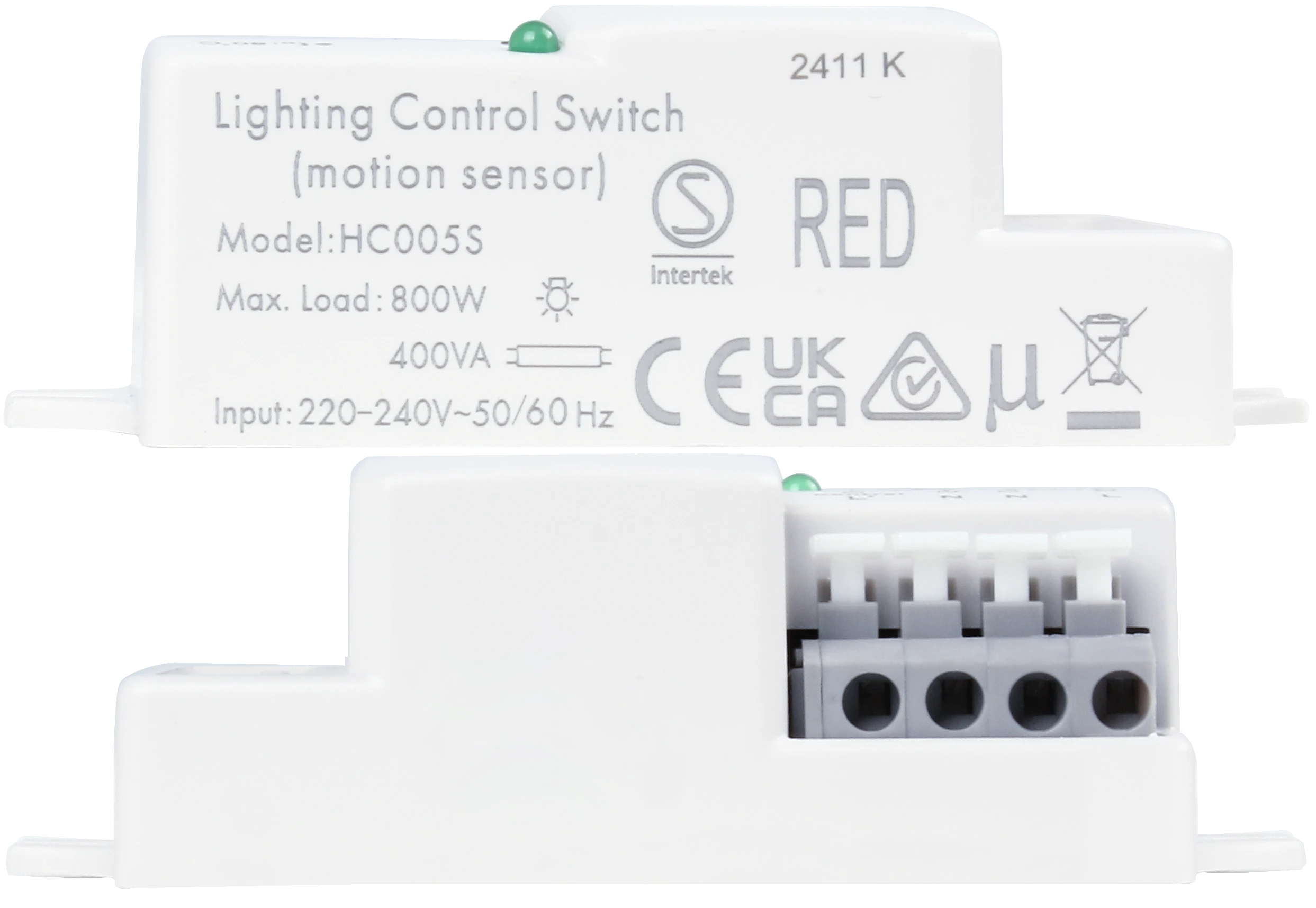 Top view of HC005S HF Lowbay  ON/OFF via Dip-Switch  Photodiode