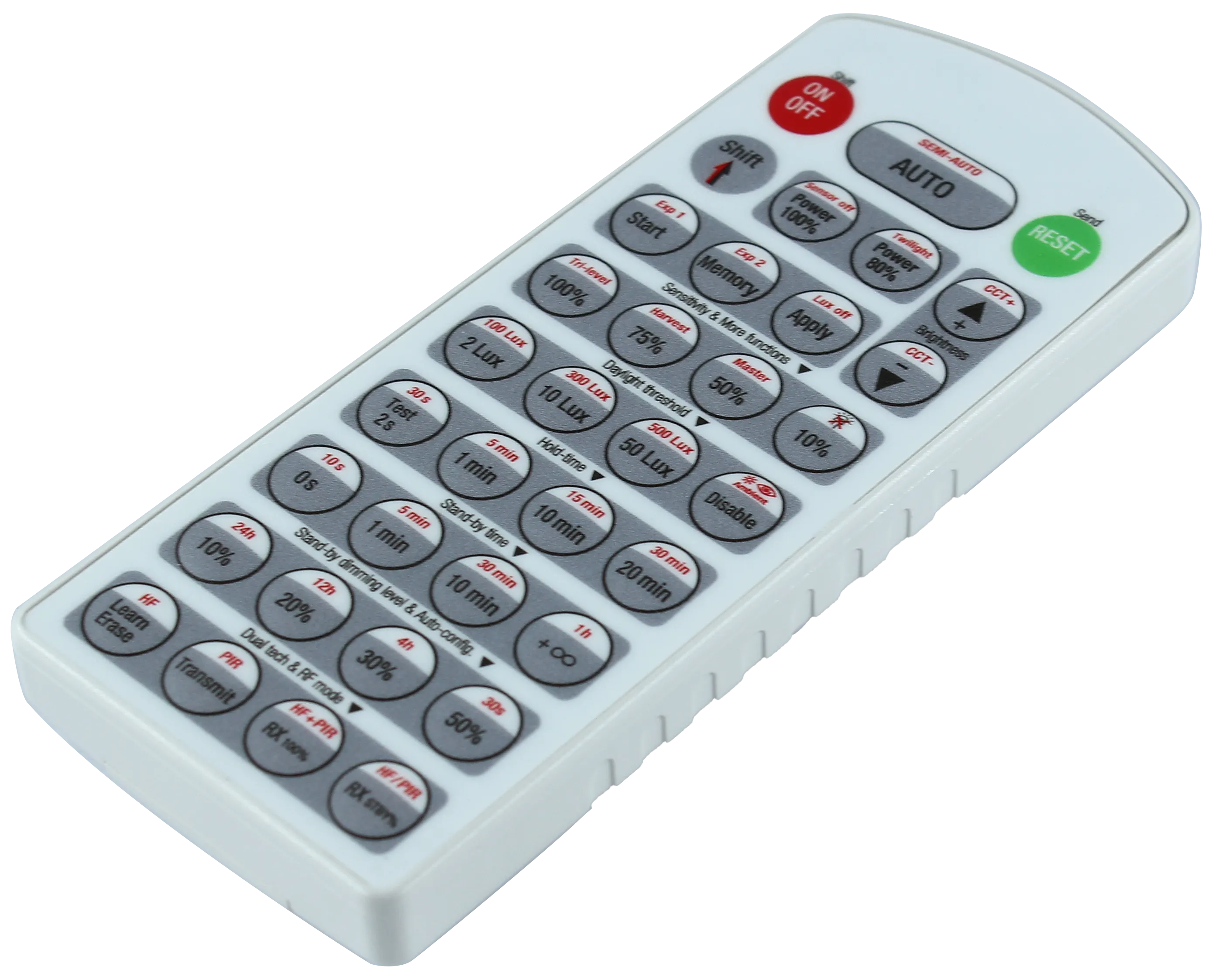 Side view of HRC-11 Sensor remote controller  Diverse function  White color