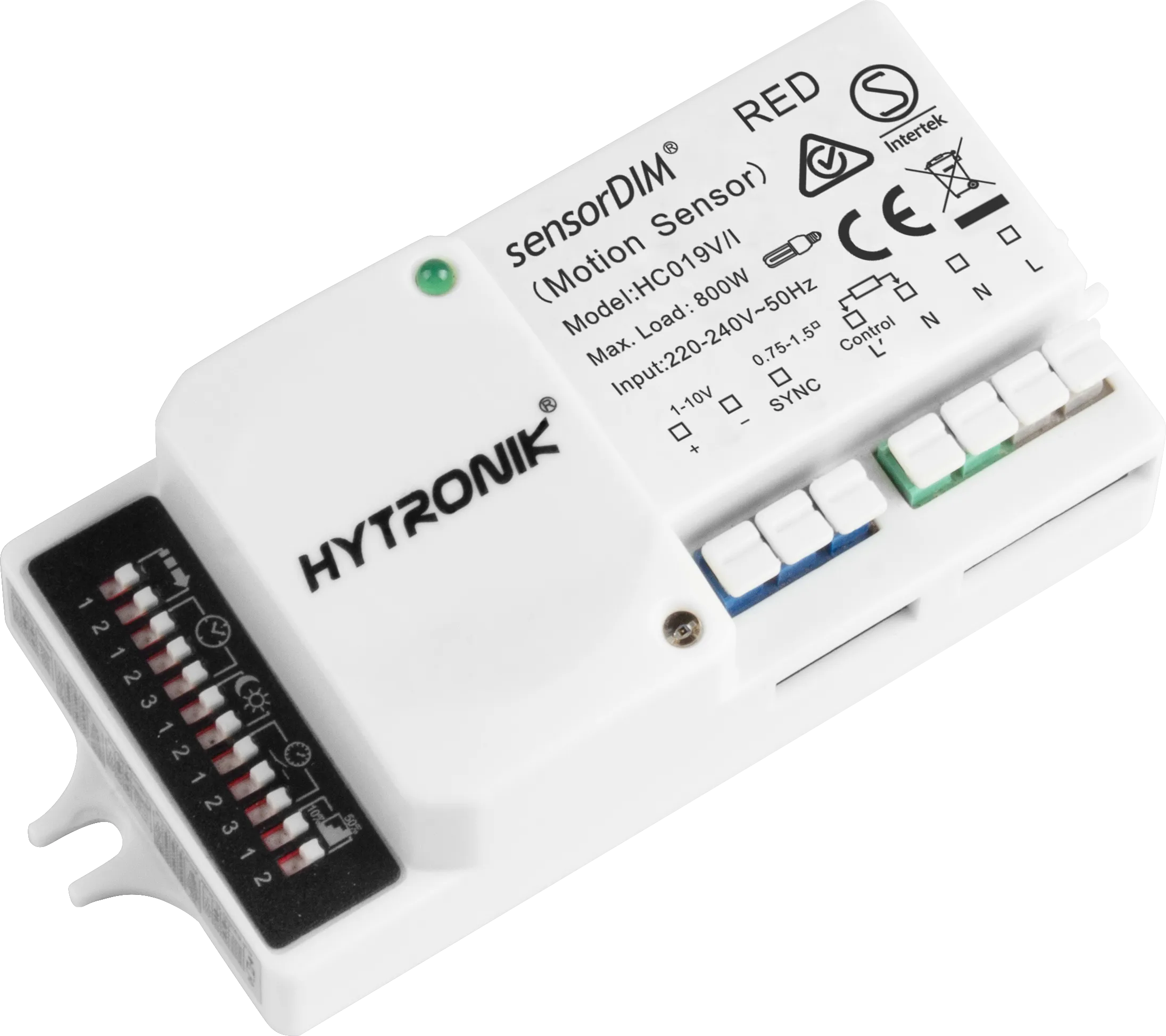 Side view of HC019V/I HF Lowbay  Photocell Advance  Dip-Switch 