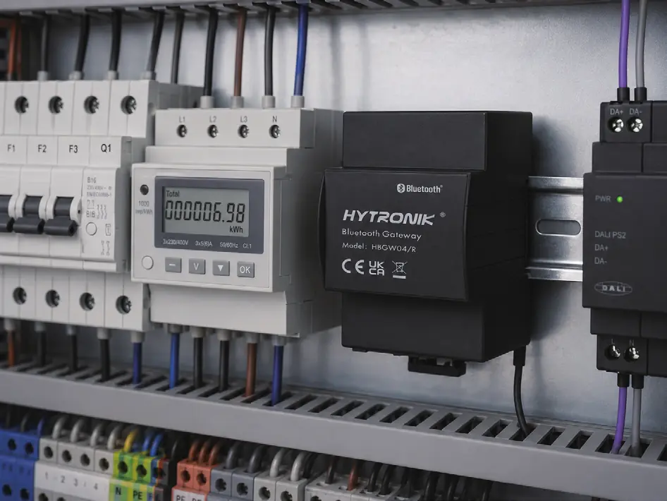 Bluetooth gateway installed on a DIN rail