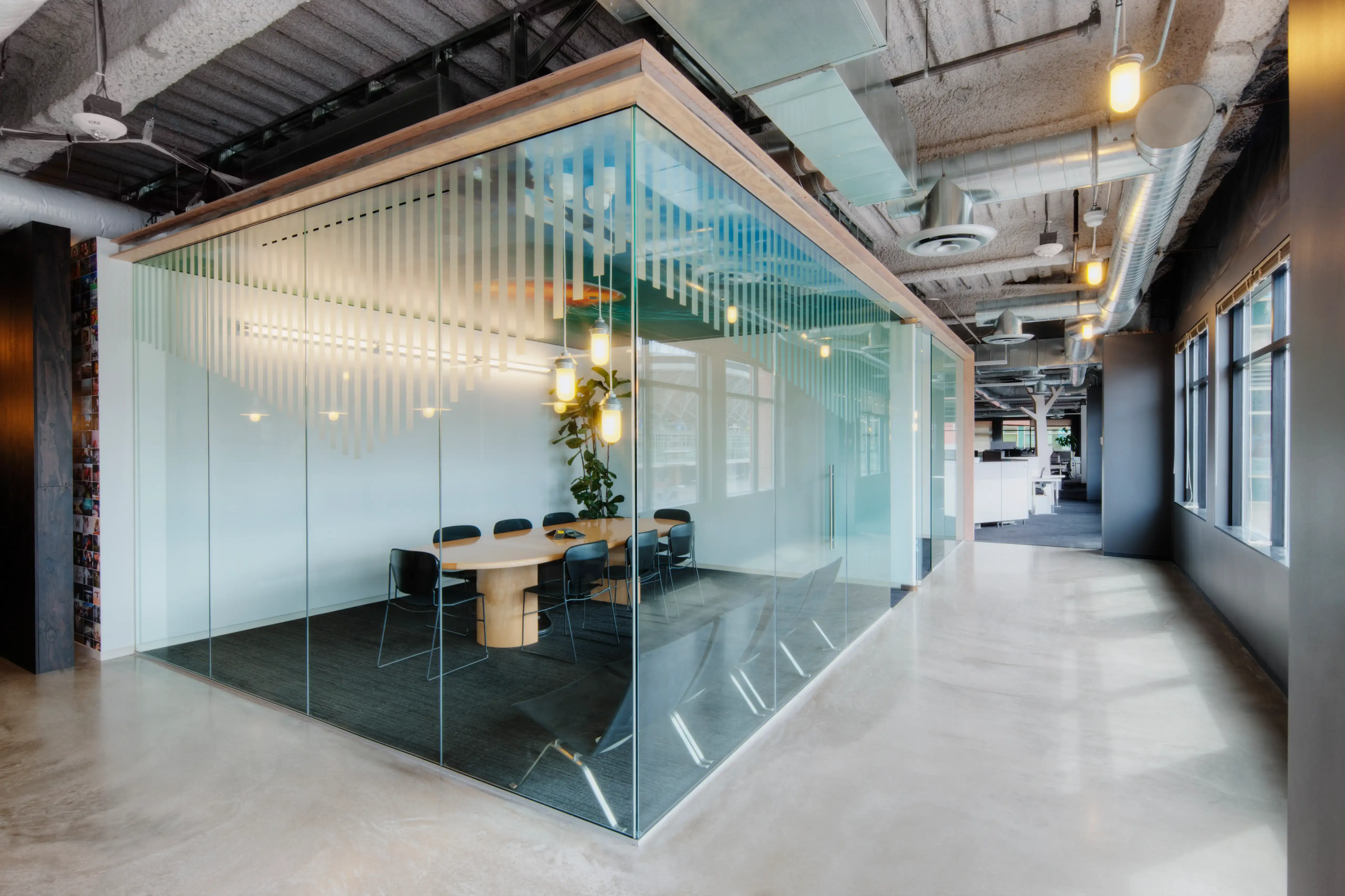 modern office in a glass cubicle