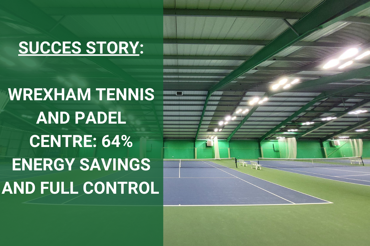 64% ENERGY SAVINGS AND FULL CONTROL WITH HYTRONIK BLUETOOTH LIGHTING SYSTEM - WREXHAM TENNIS AND PADEL CENTRE