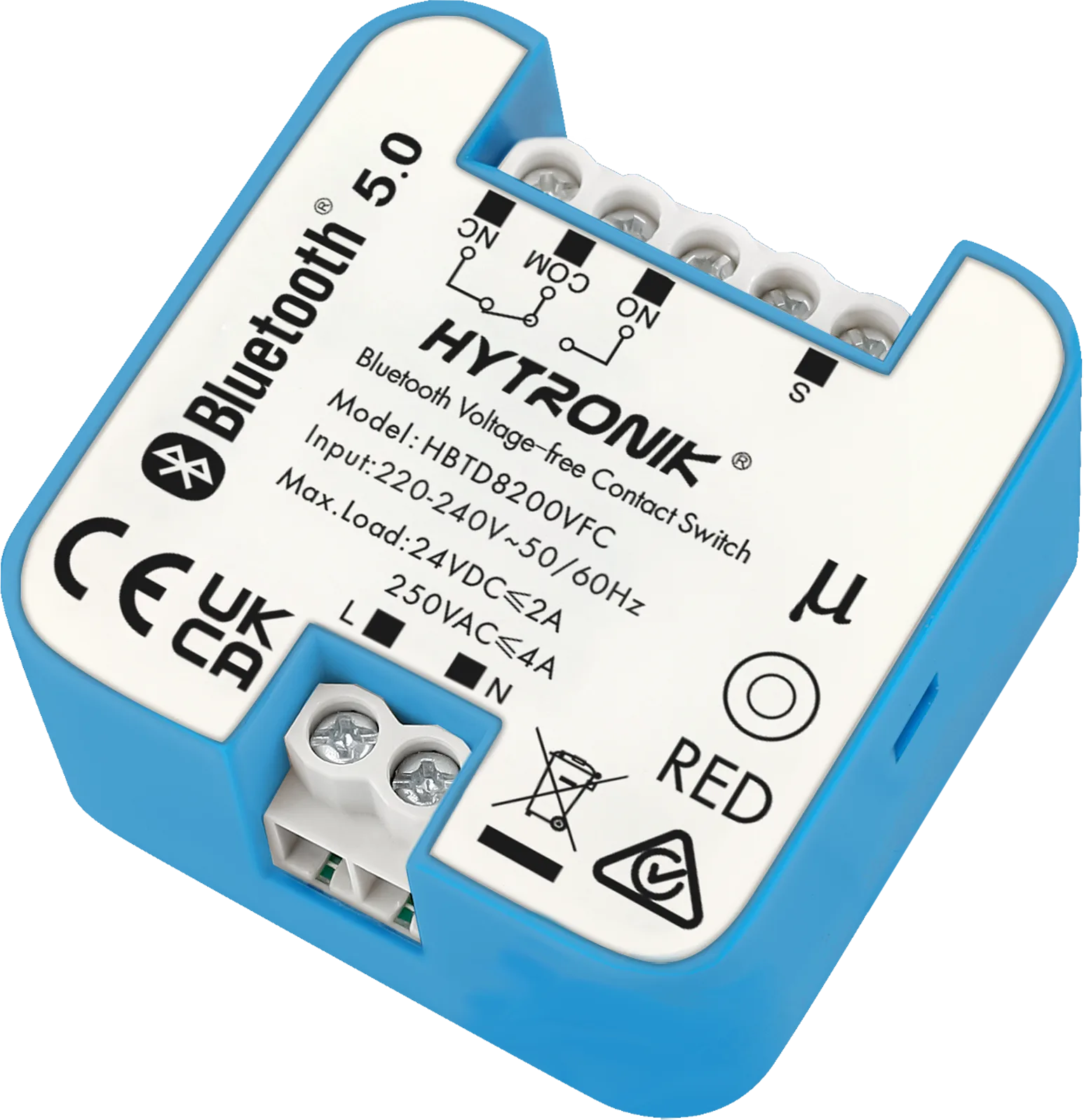 Side view of HBTD8200VFC Bluetooth Switch  Voltage-free Contact  Wall Junction Box