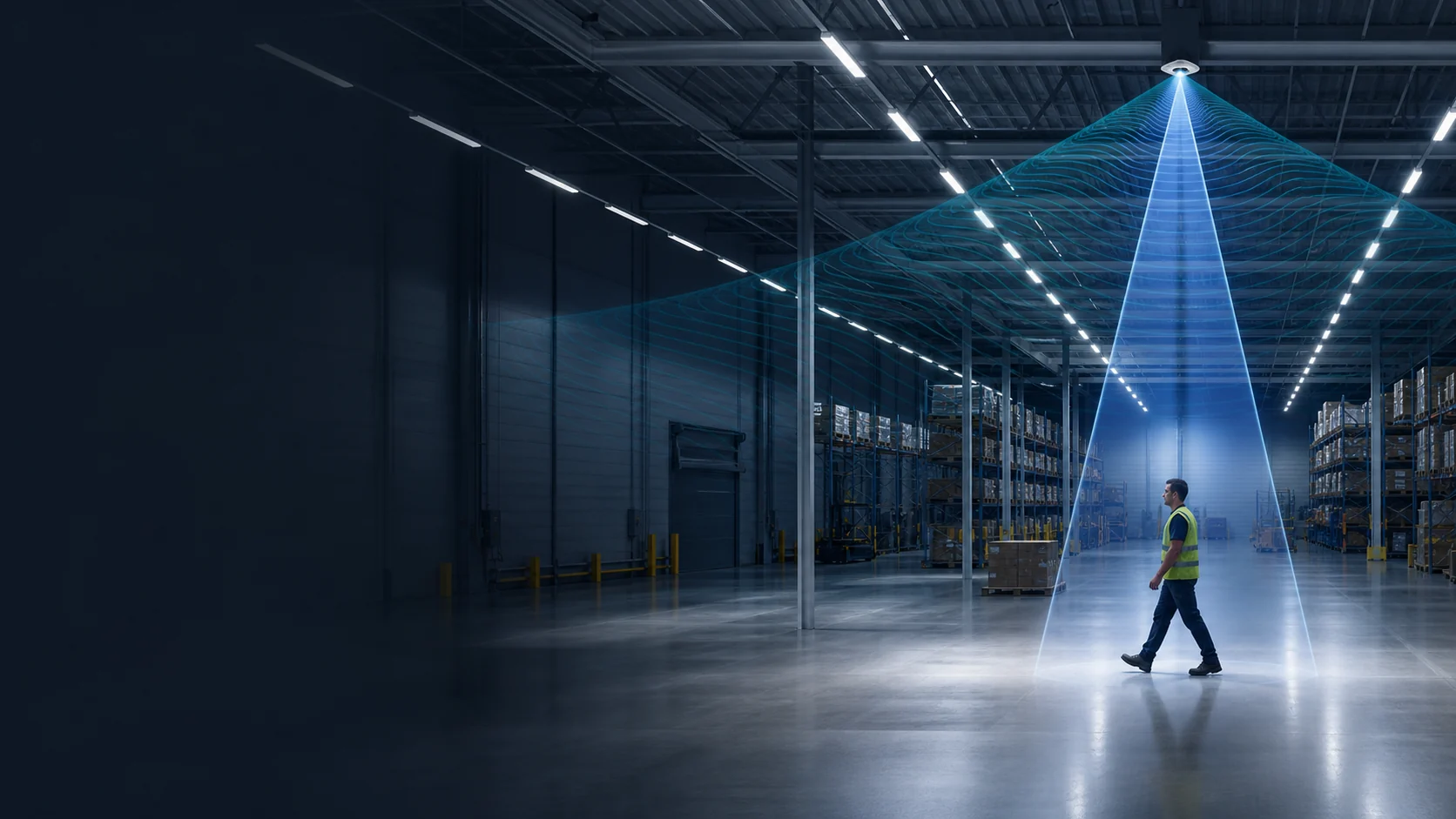 Dual-Sense HF and PIR detection in a warehouse