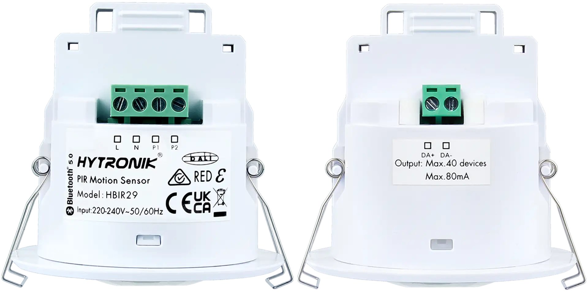 Front view of HBIR29 PIR Lowbay  Bluetooth DALI with PSU  Ceiling mounting