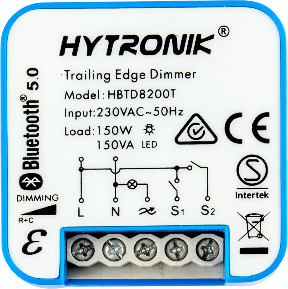 Top view of HBTD8200T Bluetooth Receiver  Trailing Edge  Wall Junction Box