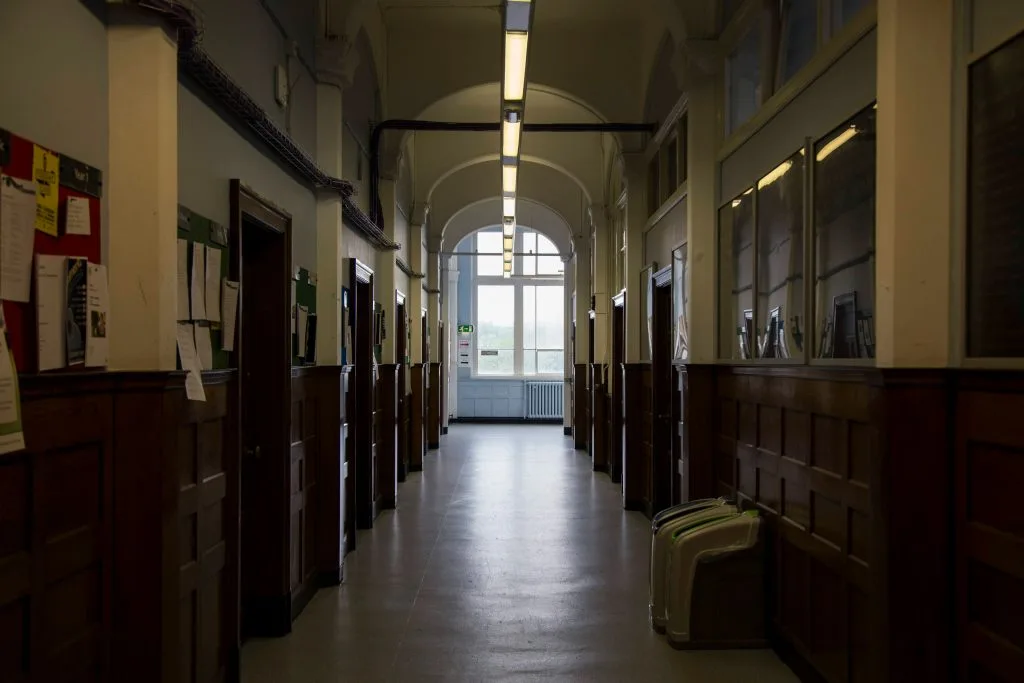 Smart lighting installation at Halesowen College corridor