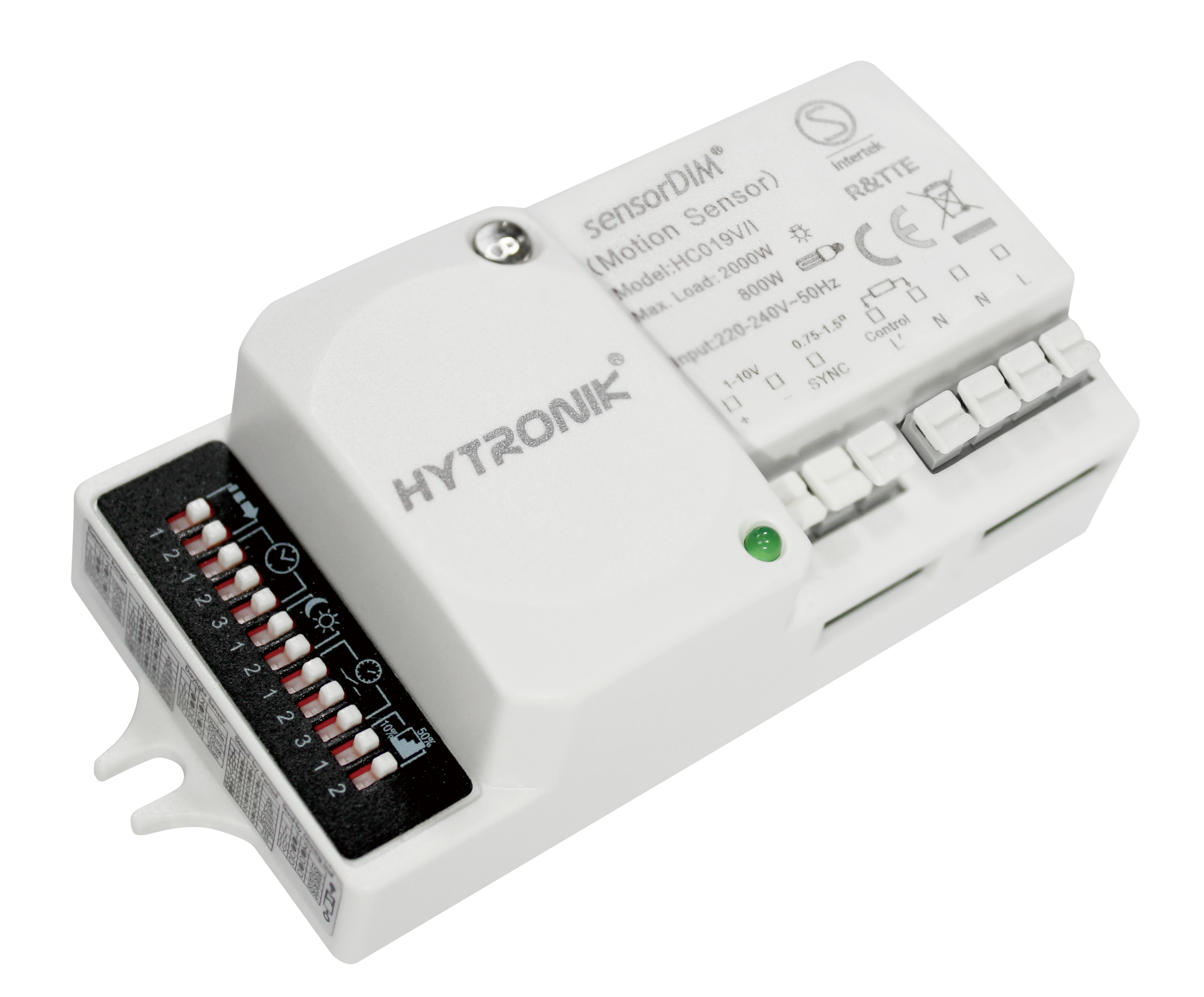 Side view of HC019V/I HF Lowbay  Photocell Advance  Dip-Switch 