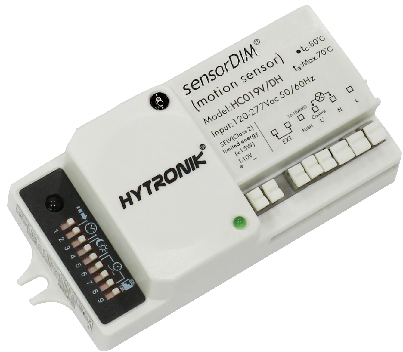 Side view of HC019V/DH HF Lowbay  Photocell Advance  Dip-Switch/IR Controller