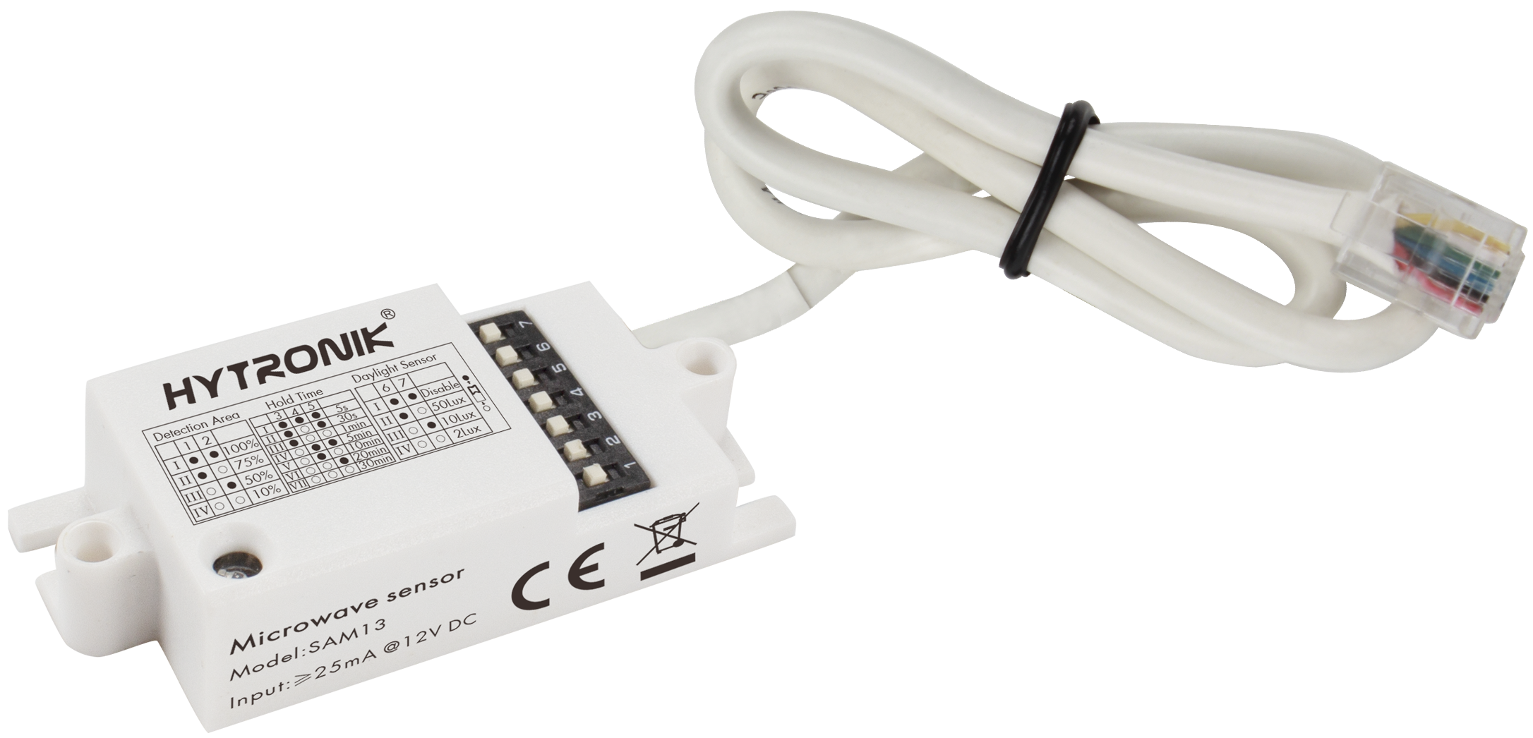 Side view of SAM13 HF Lowdbay  ON/OFF   RJ12 connector to control body