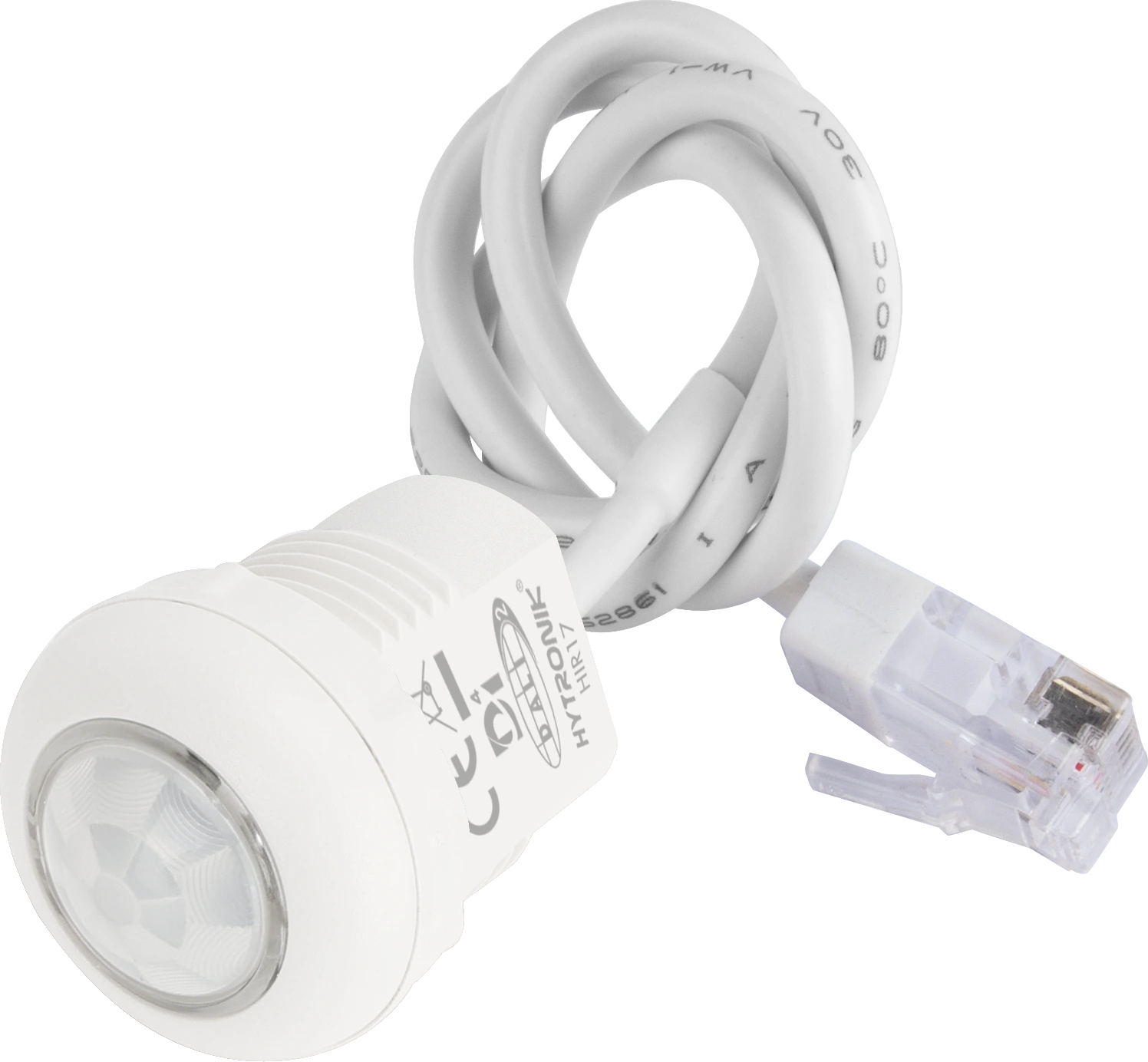 Side view of HIR17 PIR Lowbay  Daylight harvest  RJ12 connector to control body