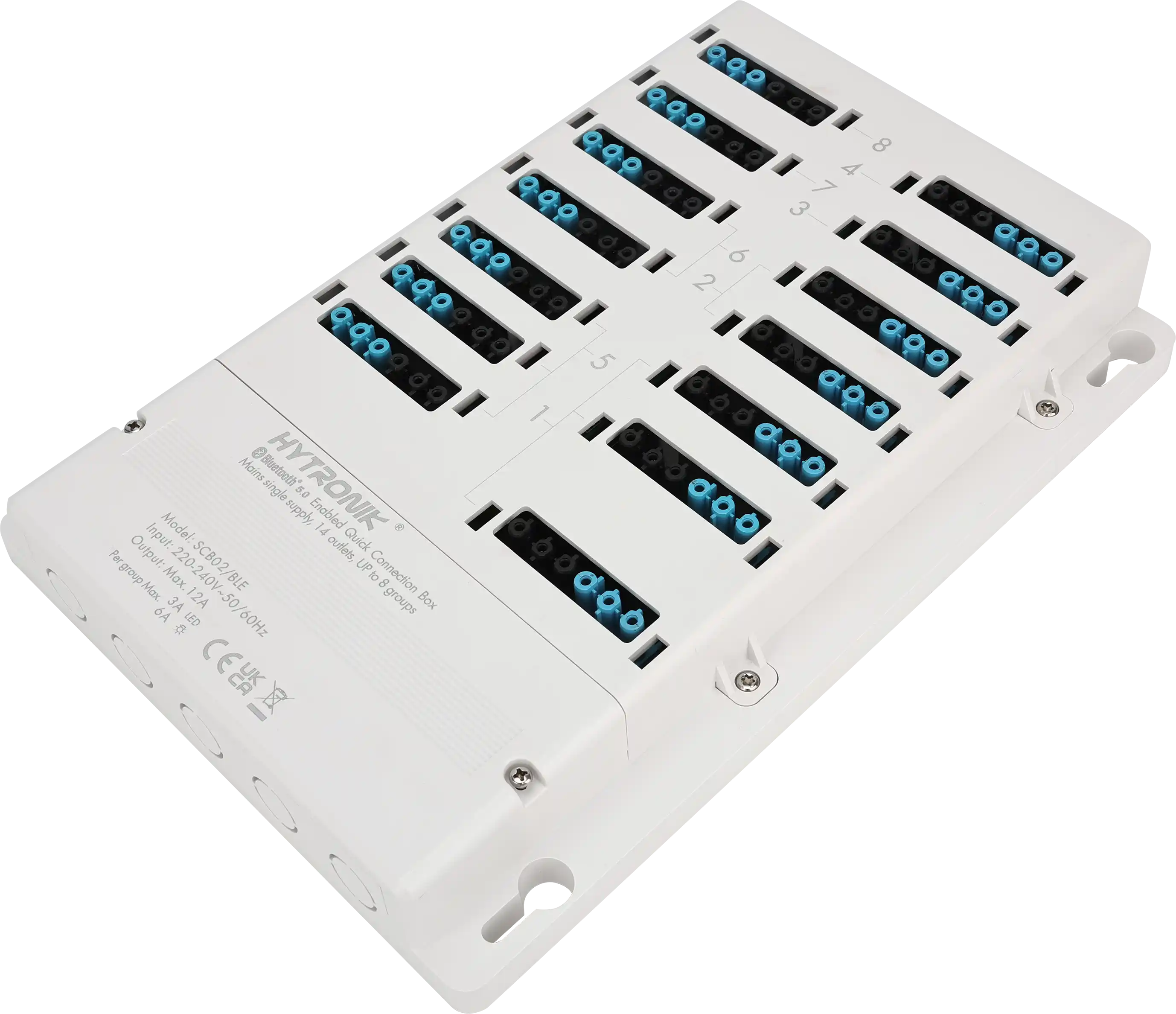Side view of SCB02/BLE Super Connection Box  Dimming & Switching  GST Types 6-poles x 14 lum. + 4 sensor