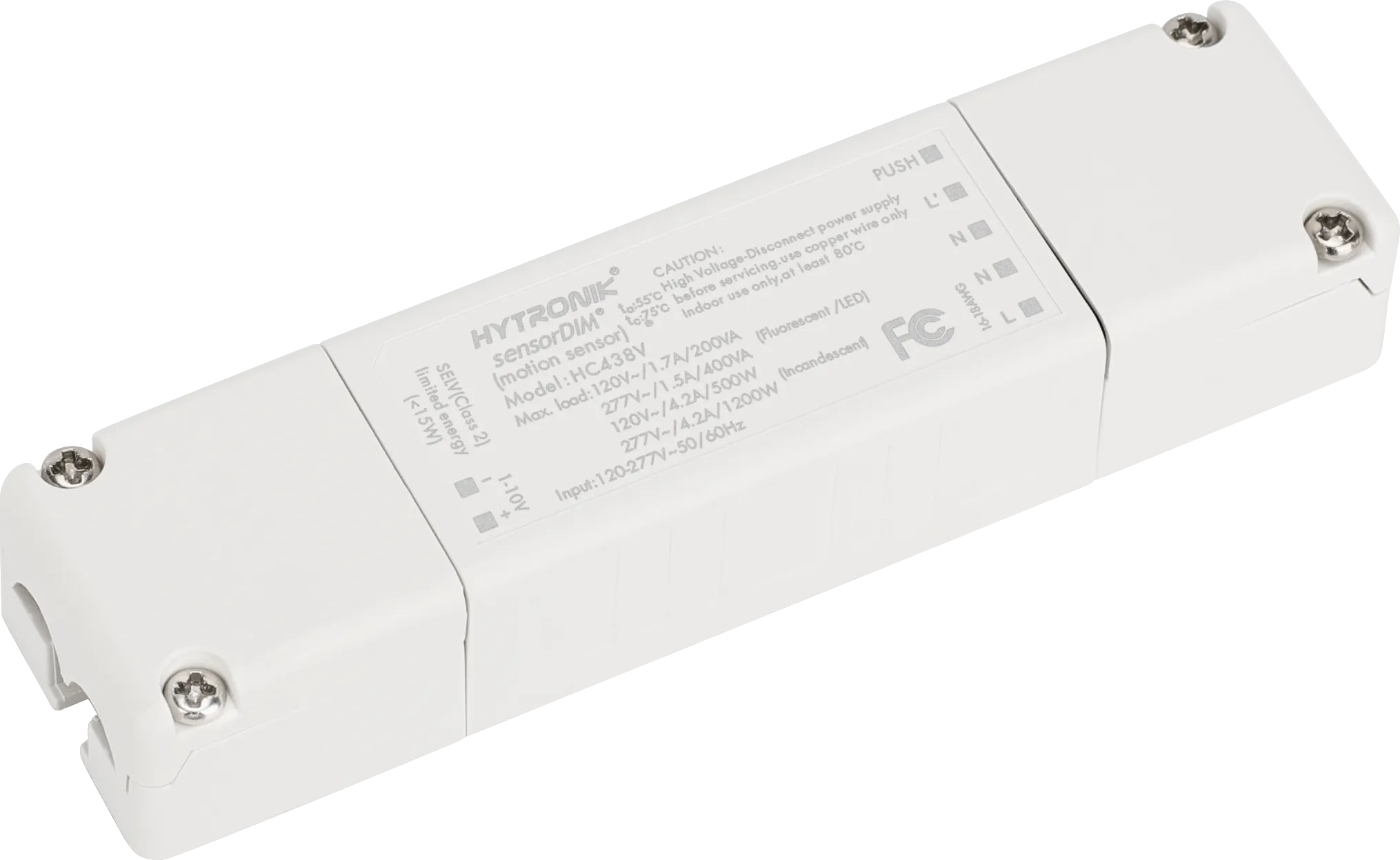 Side view of HC438V Control body  1-10V Dimming  Attachable sensor heads