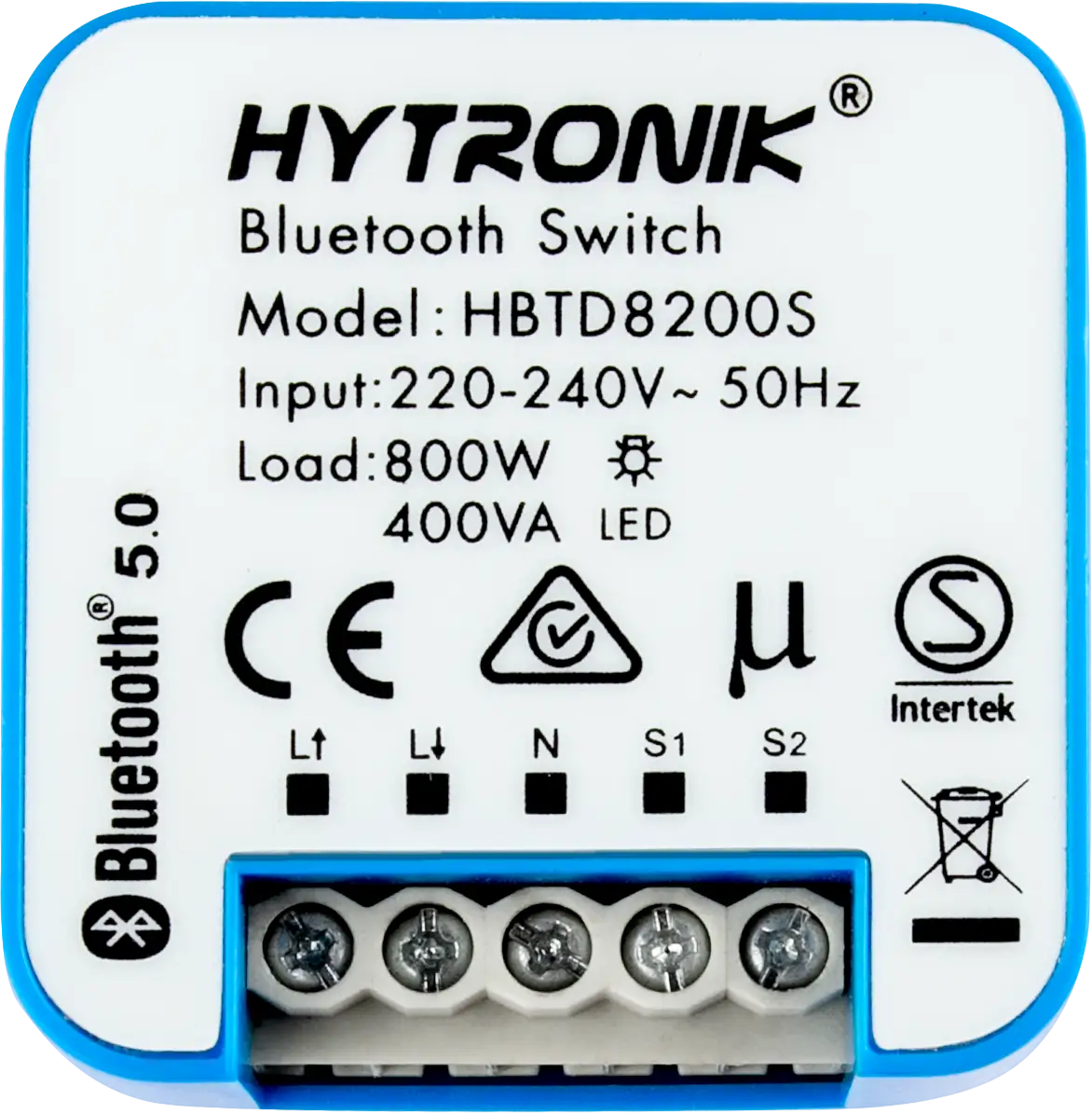 Top view of HBTD8200S Bluetooth Receiver  Relay Control  Wall Junction Box